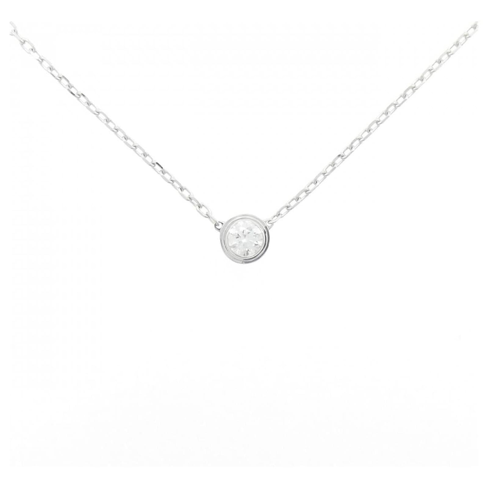Cartier Diamants Legers 750 White Gold Necklace Silvery Metallic