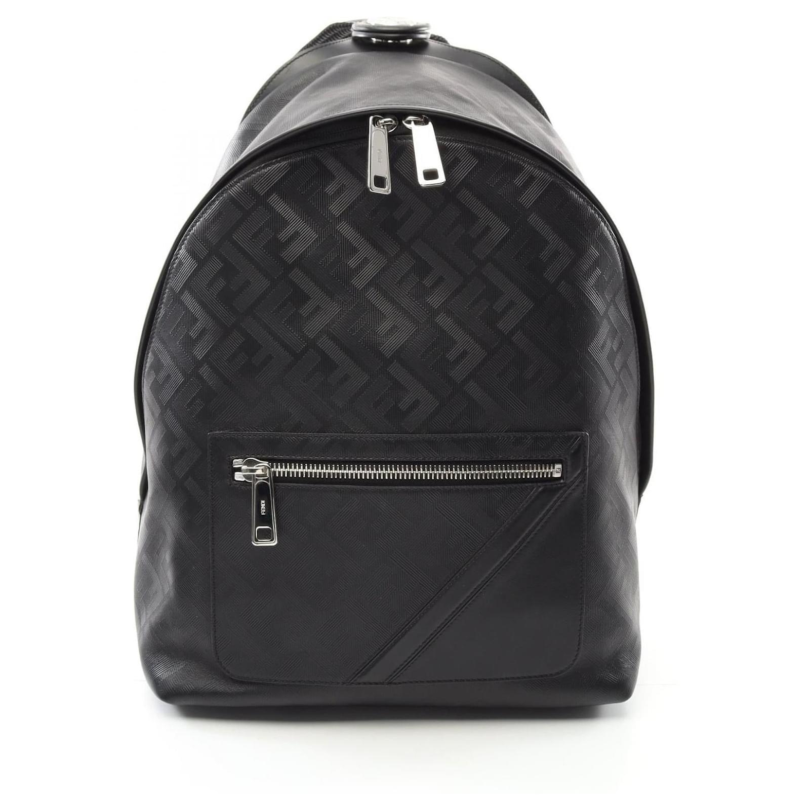 Sac à dos en cuir Fendi Kiodo Shadow Diagonal Noir