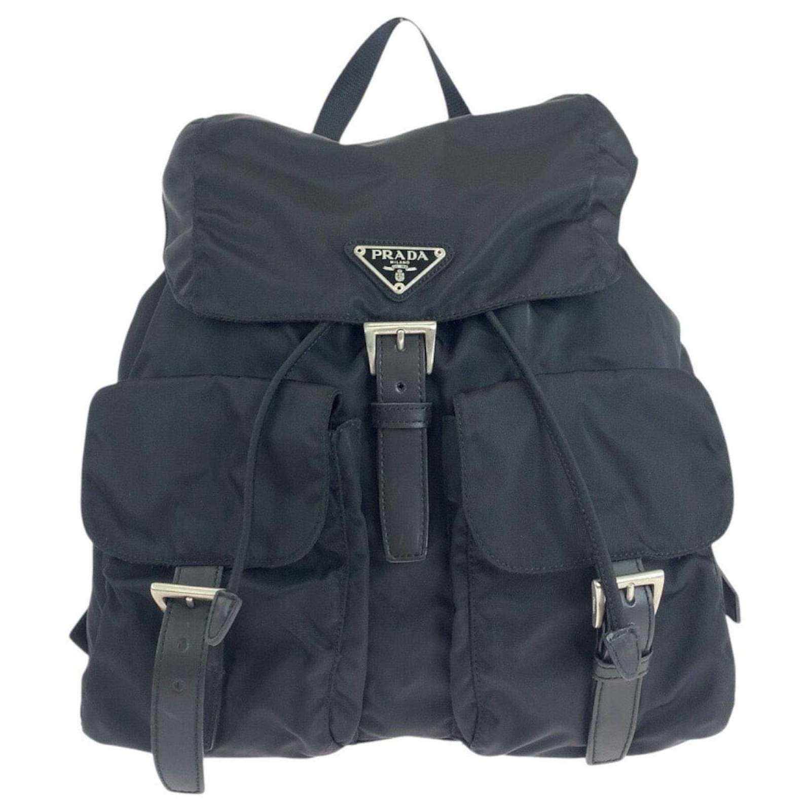 Prada Tessuto Leather Nylon Leather Backpack Black ref.2513238