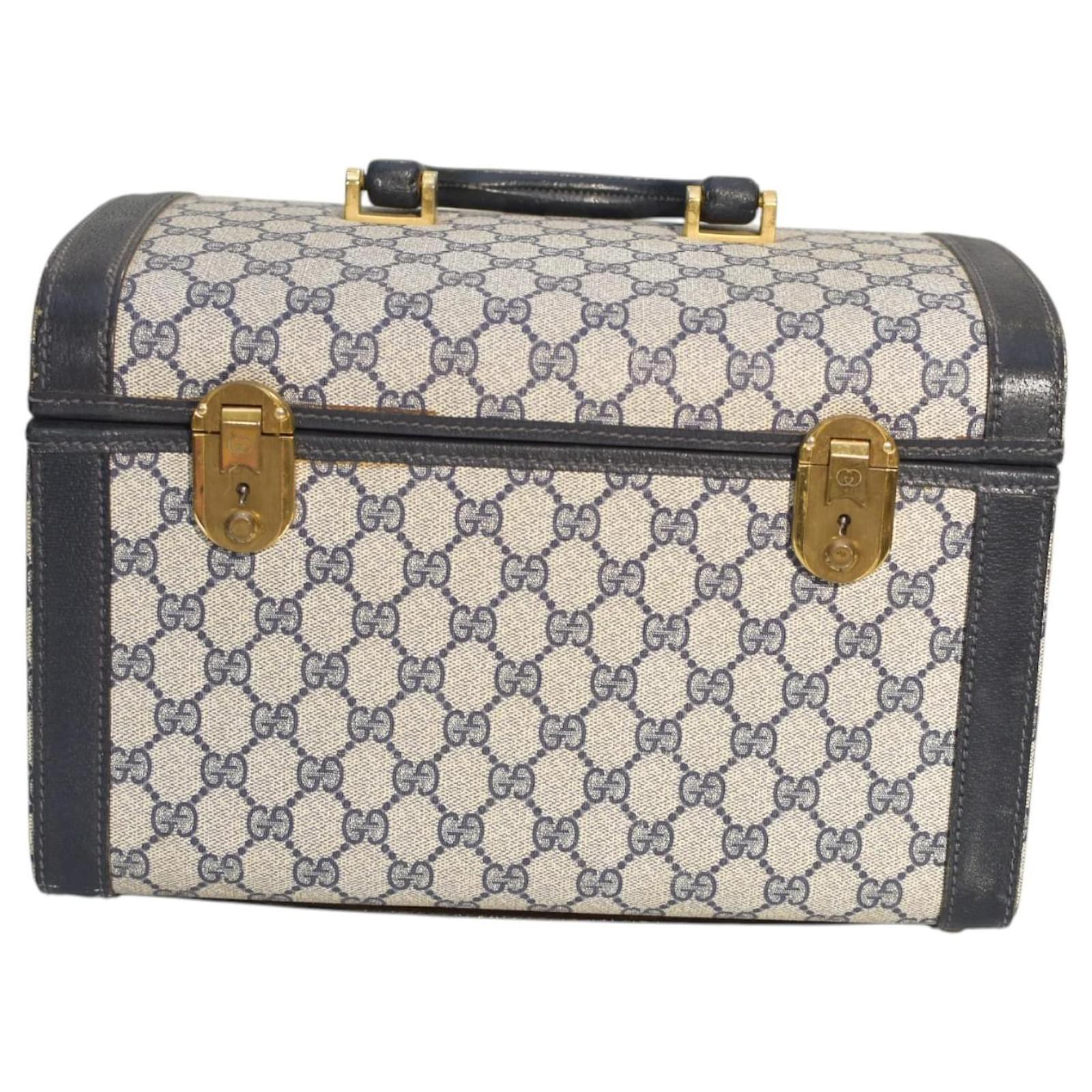 GUCCI Vanity case 1970s/80s Navy Blue GG Supreme Canvas Cosmetic