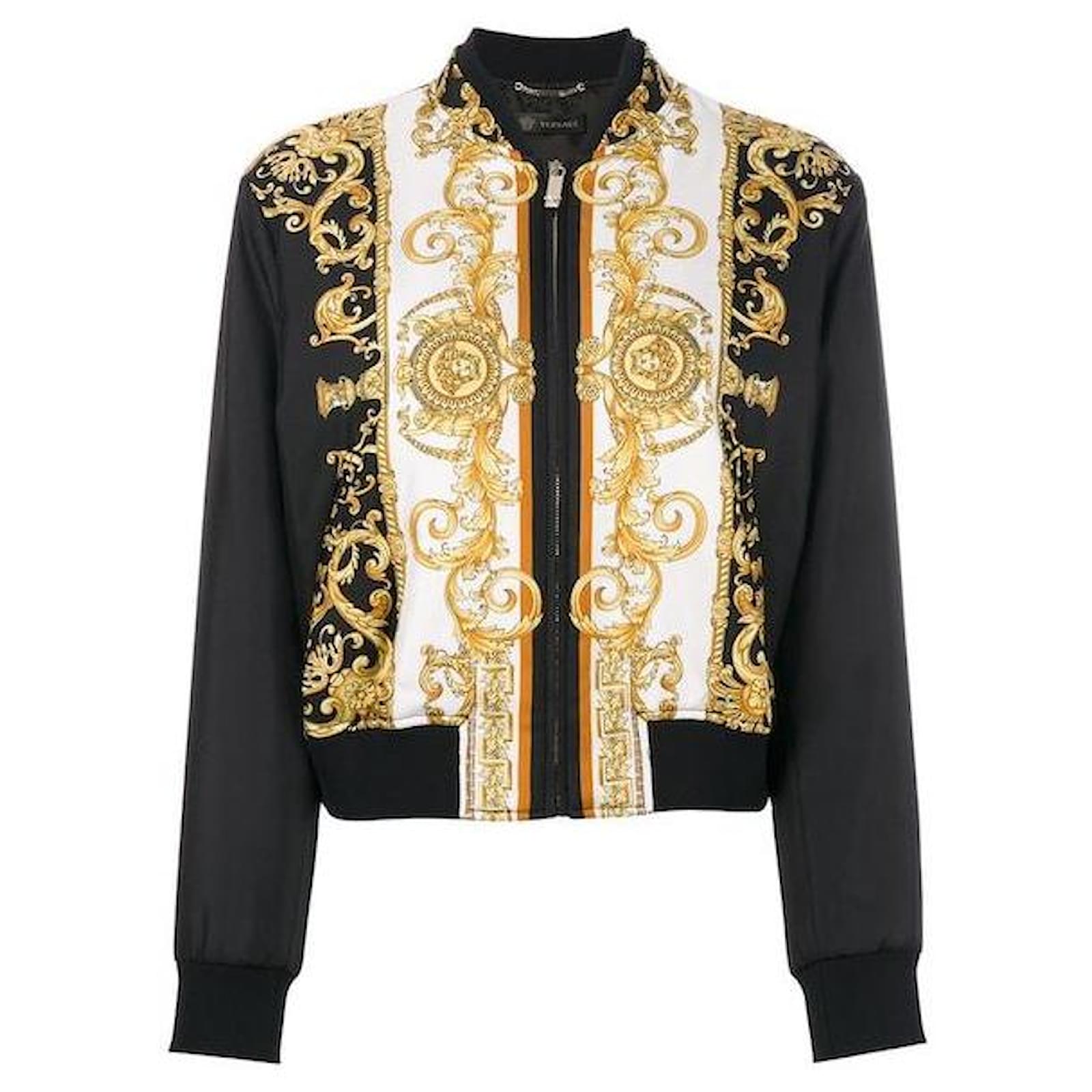 Versace Medusa Silk Bomber Jacket Black Joli Closet