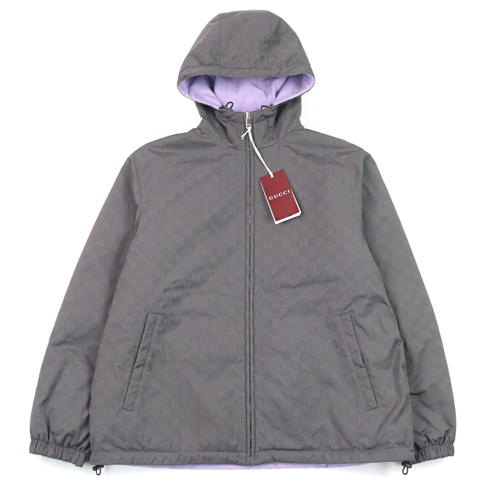 Gucci Reversible Hooded Padded Composite Fiber Jacket Grey Dark