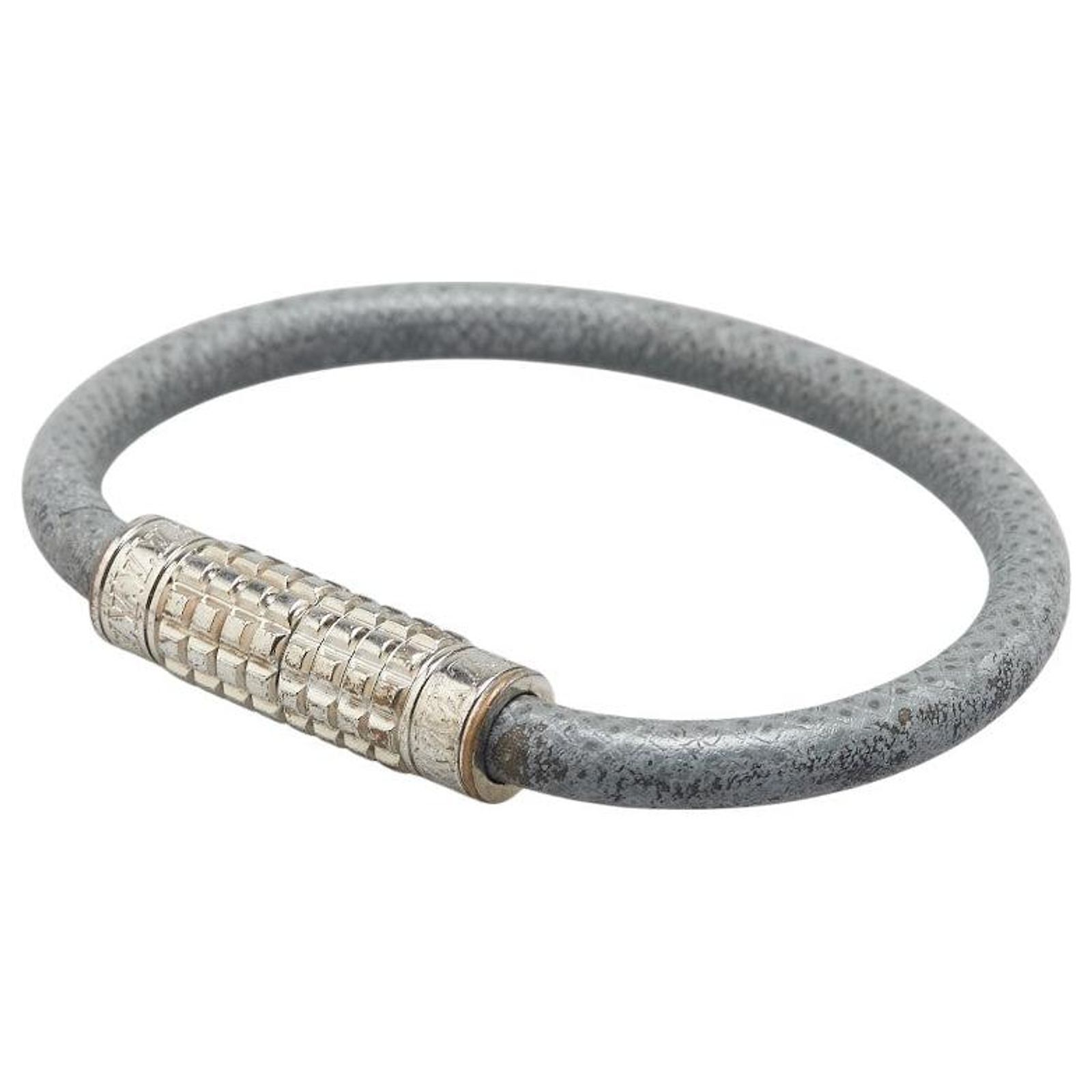 LOUIS VUITTON グレー レザーブレスレット Louis Vuitton Braclet Digit Damier Graphite Bracelet Grey Leather