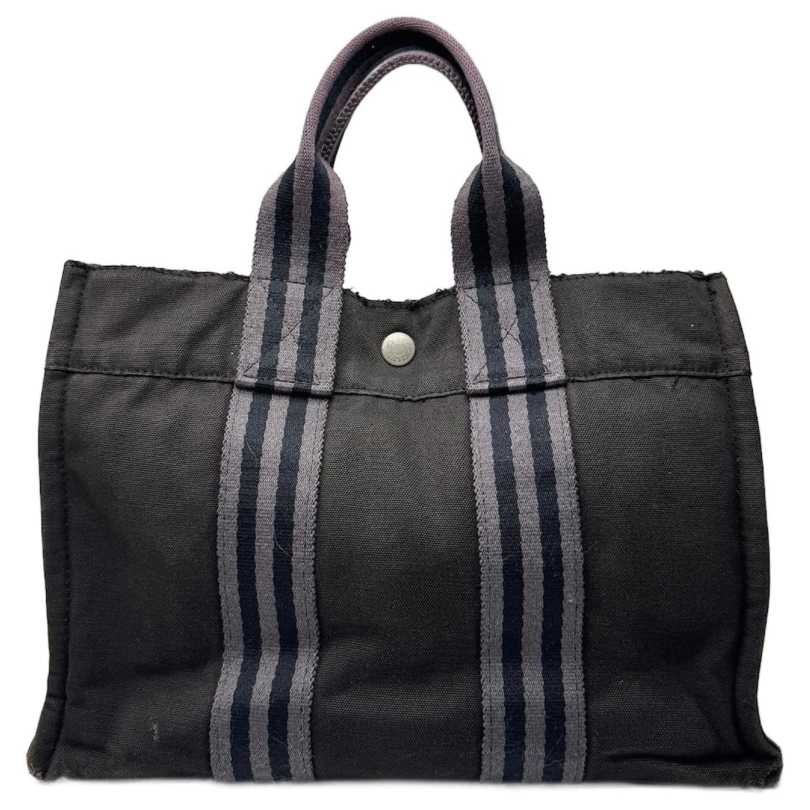 Hermès Vintage Hermes Canvas Mini Tote Bag Black Cotton ref