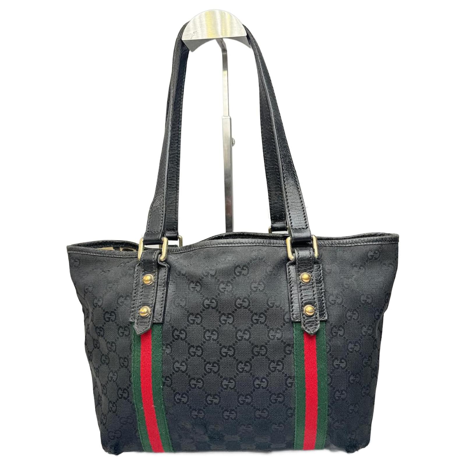 Vintage Gucci Canvas Leather Monogram Tote Bag black ref.JC2519006