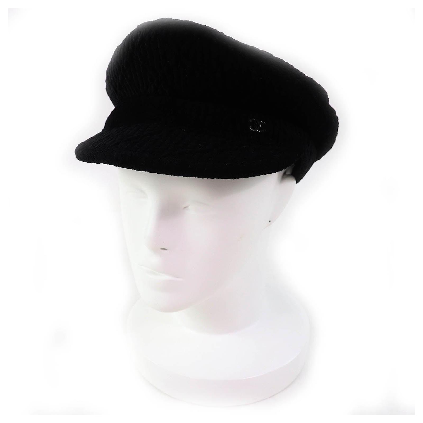 CHANELキャスケット Chanel Casquette Silk Blend Tweed Newsboy Hat Black Metal Rayon