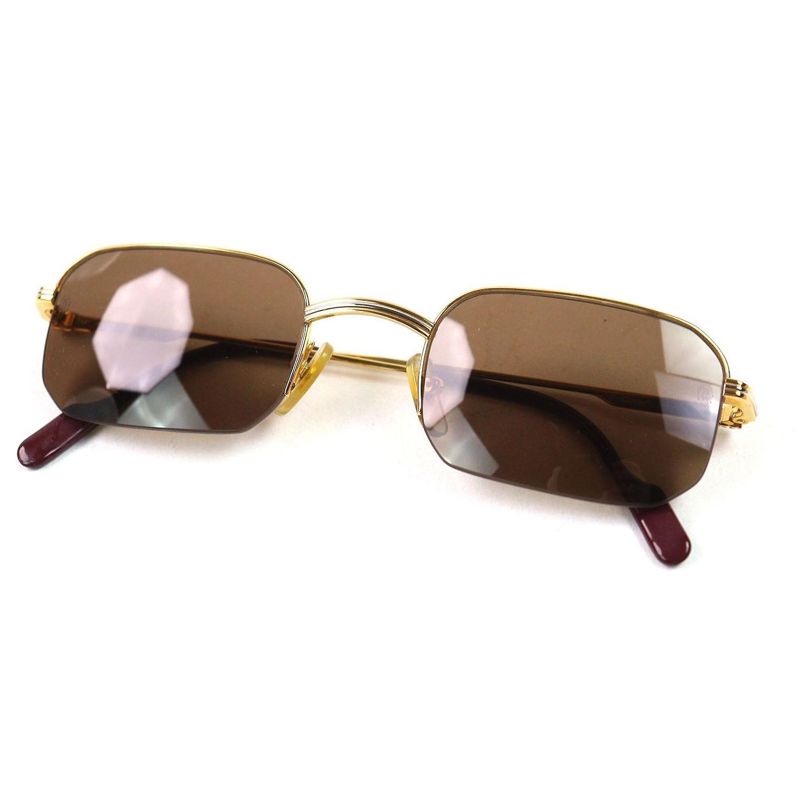 Cartier Trinity Half Rim Sunglasses Golden Metal ref 