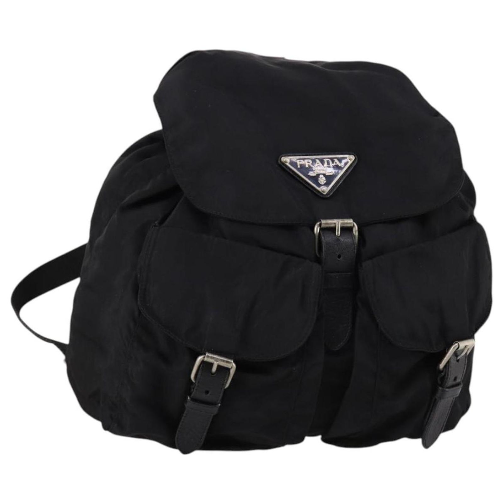PRADA Backpack Nylon Black Silver Auth 151656 PRADA Backpack Nylon Black Silver Auth am9106 Silvery ref  main image 4