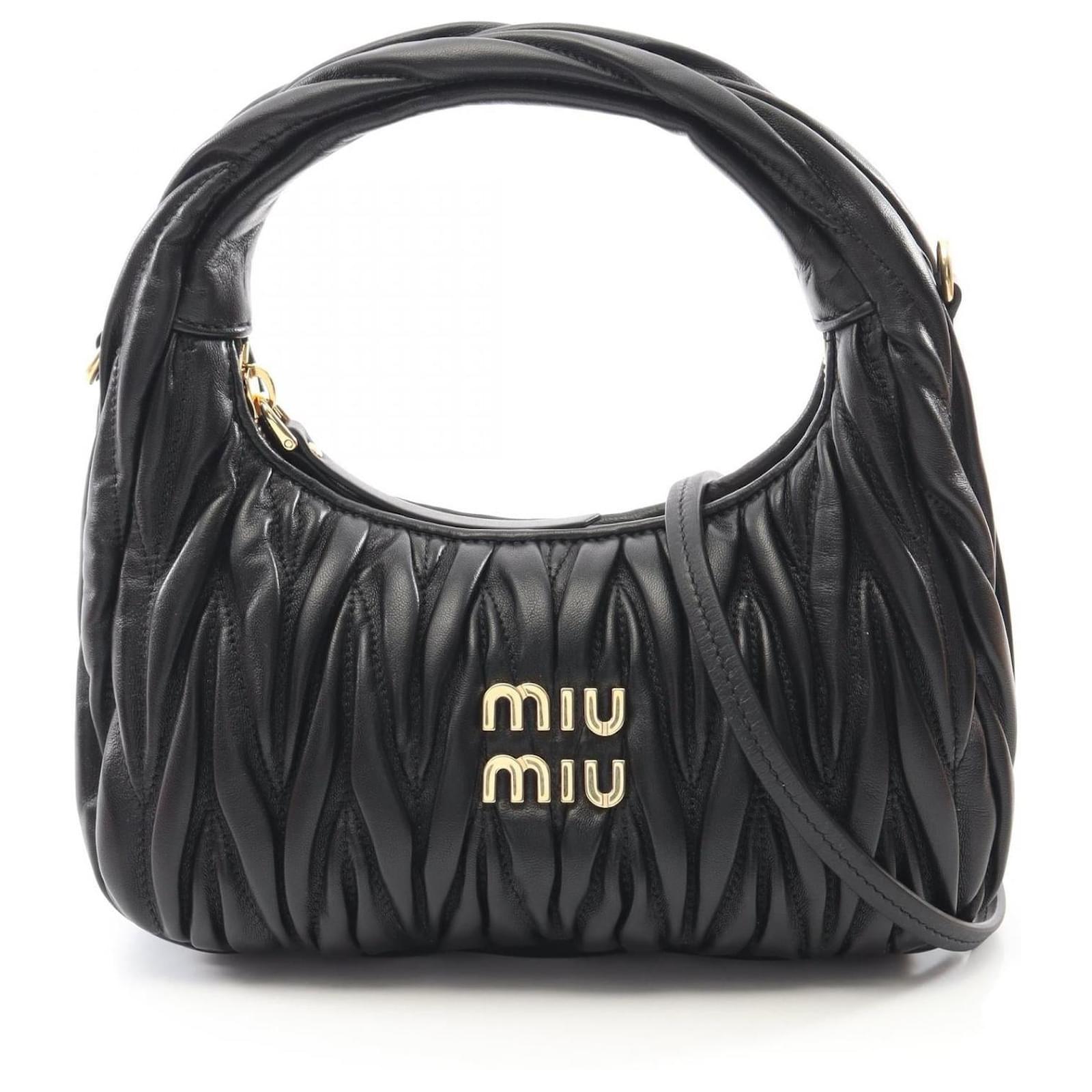 Miu Miu Wonder Matelassé Leder 2-Wege-Tasche Schwarz