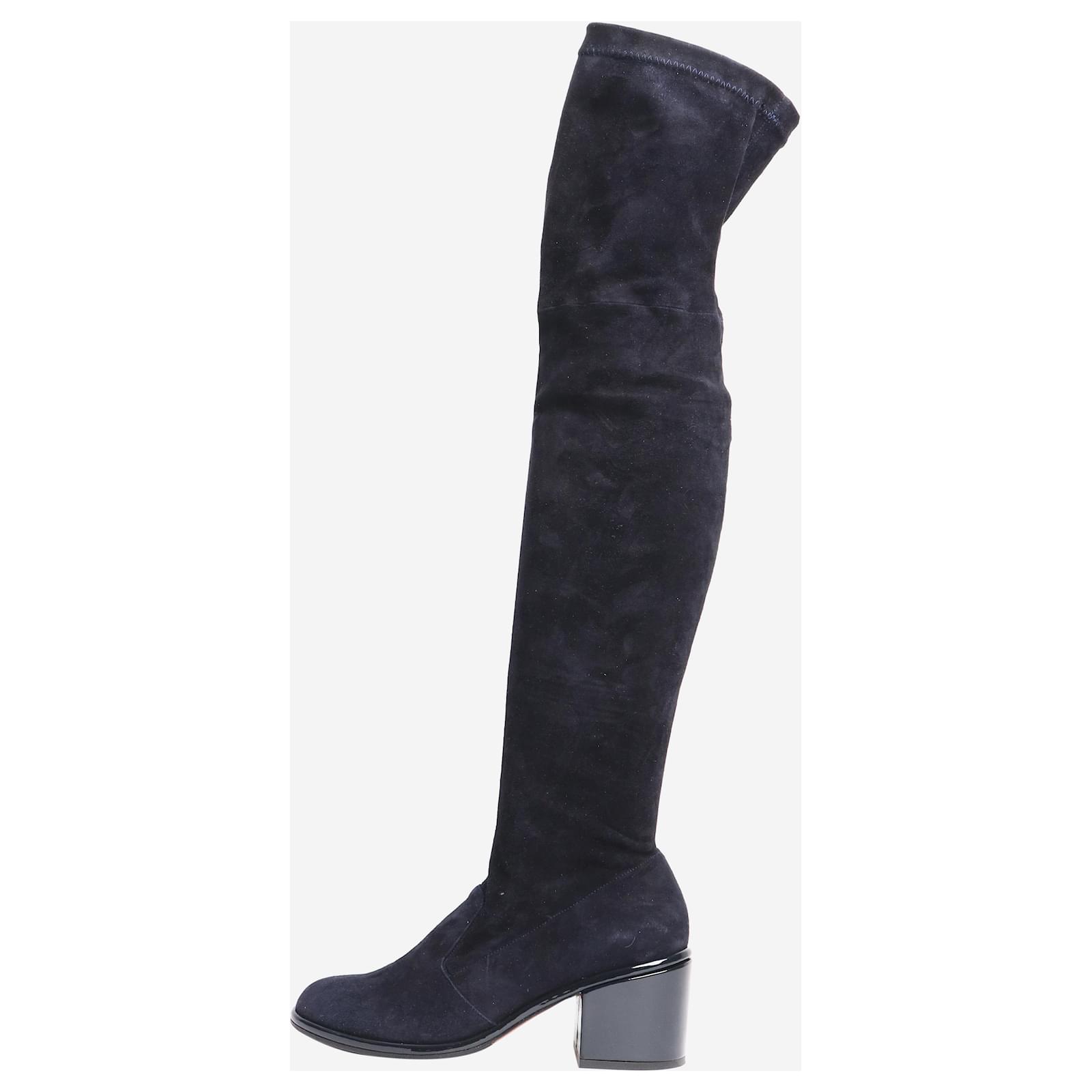 Botas de ante azul Robert Clergerie por encima de la rodilla