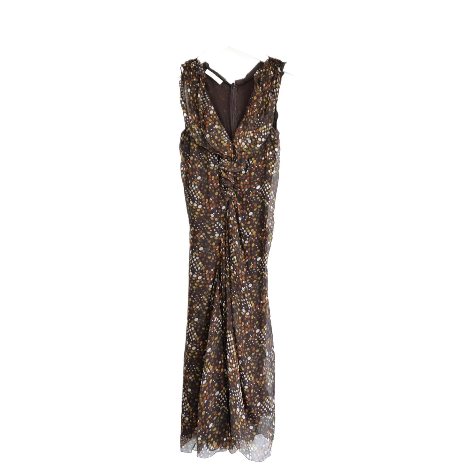 Prada Vintage 1990s Polka Dot Silk Dress Brown ref.JC2521629 (Sold) - Joli  Closet