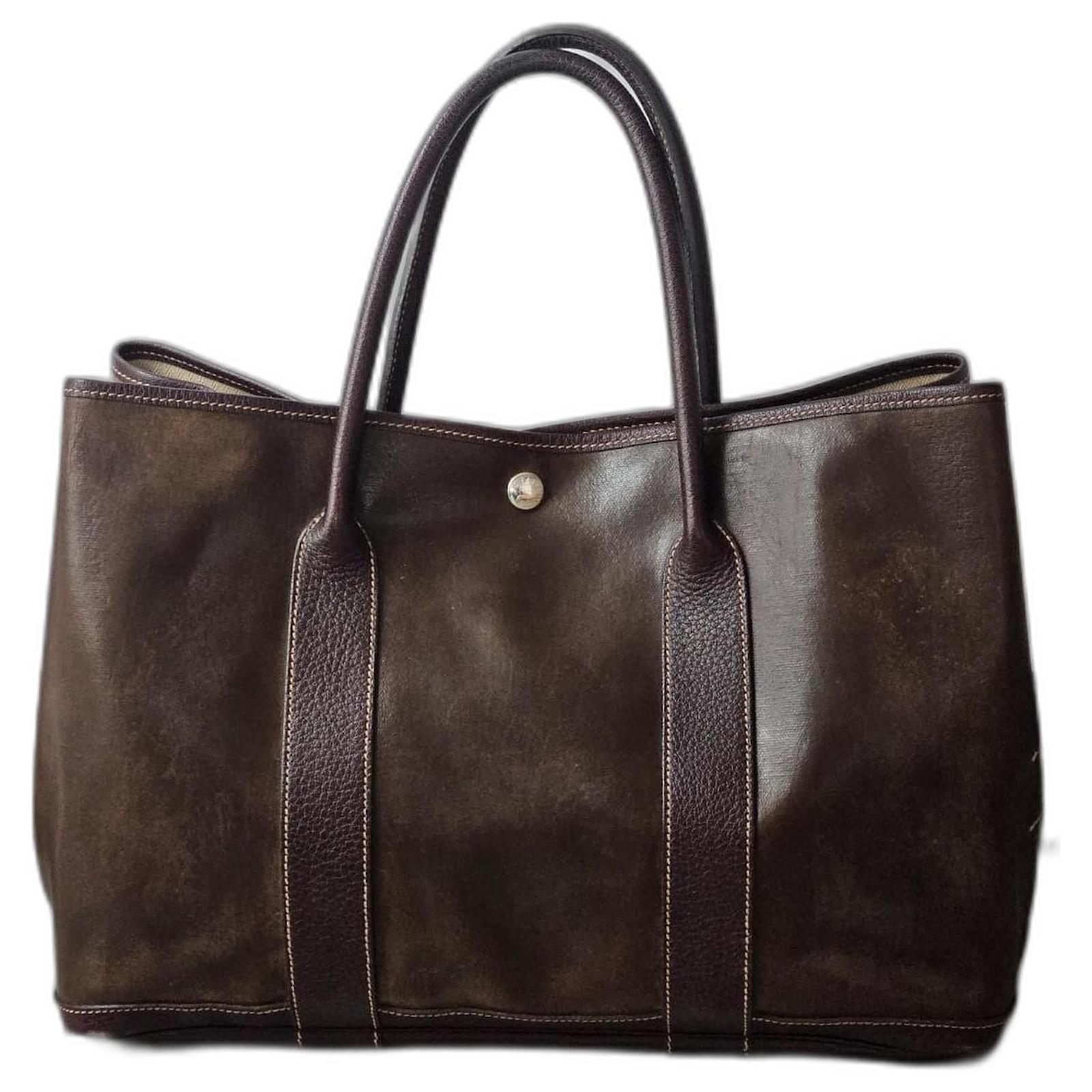 Hermès Hermes Amazonia Garden Party bag GM Dark purple Leather ref