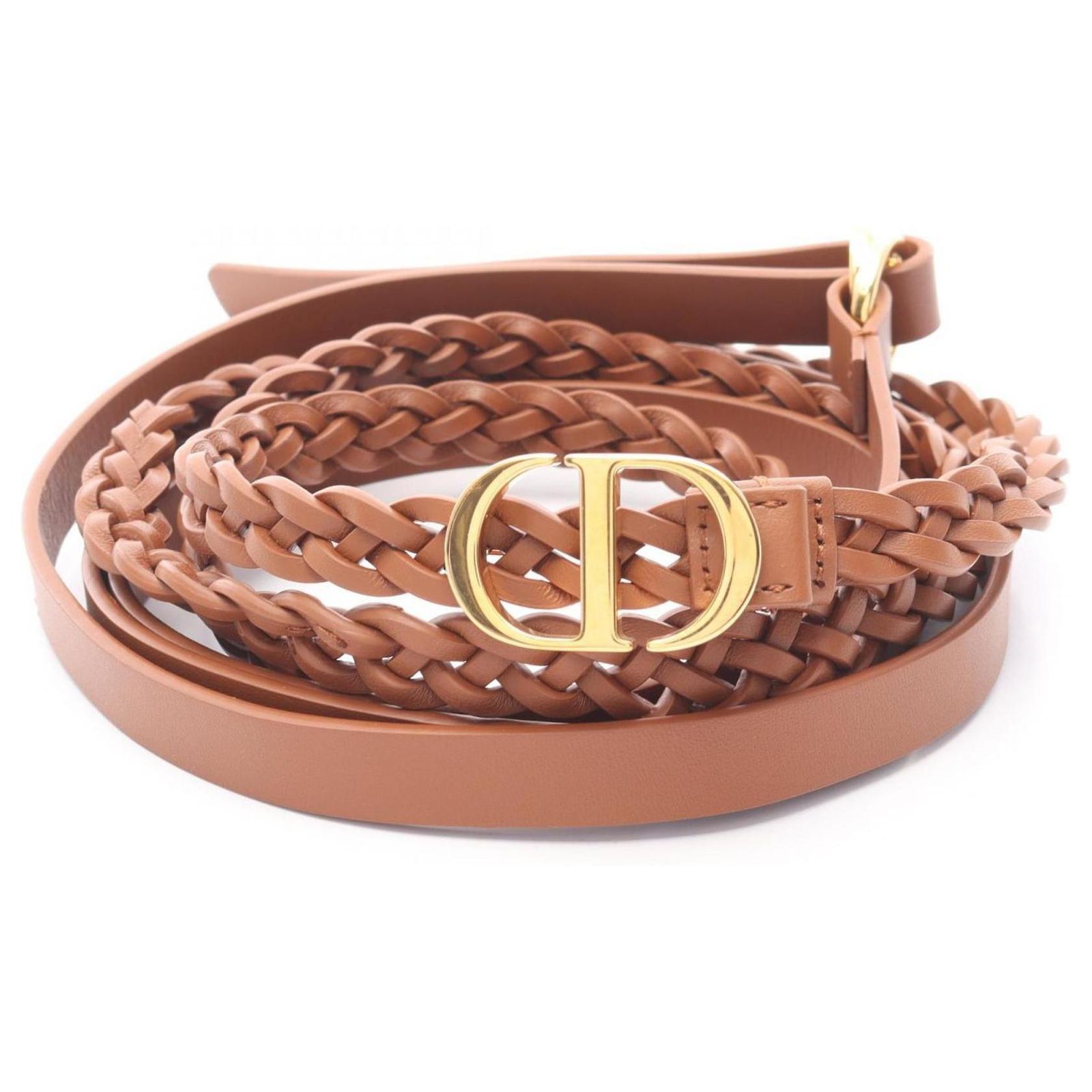 Christian Dior Brown Leather Belt with Gold 30 montaigne leather belt Dior Brown size 75 cm in Leather  main image 2