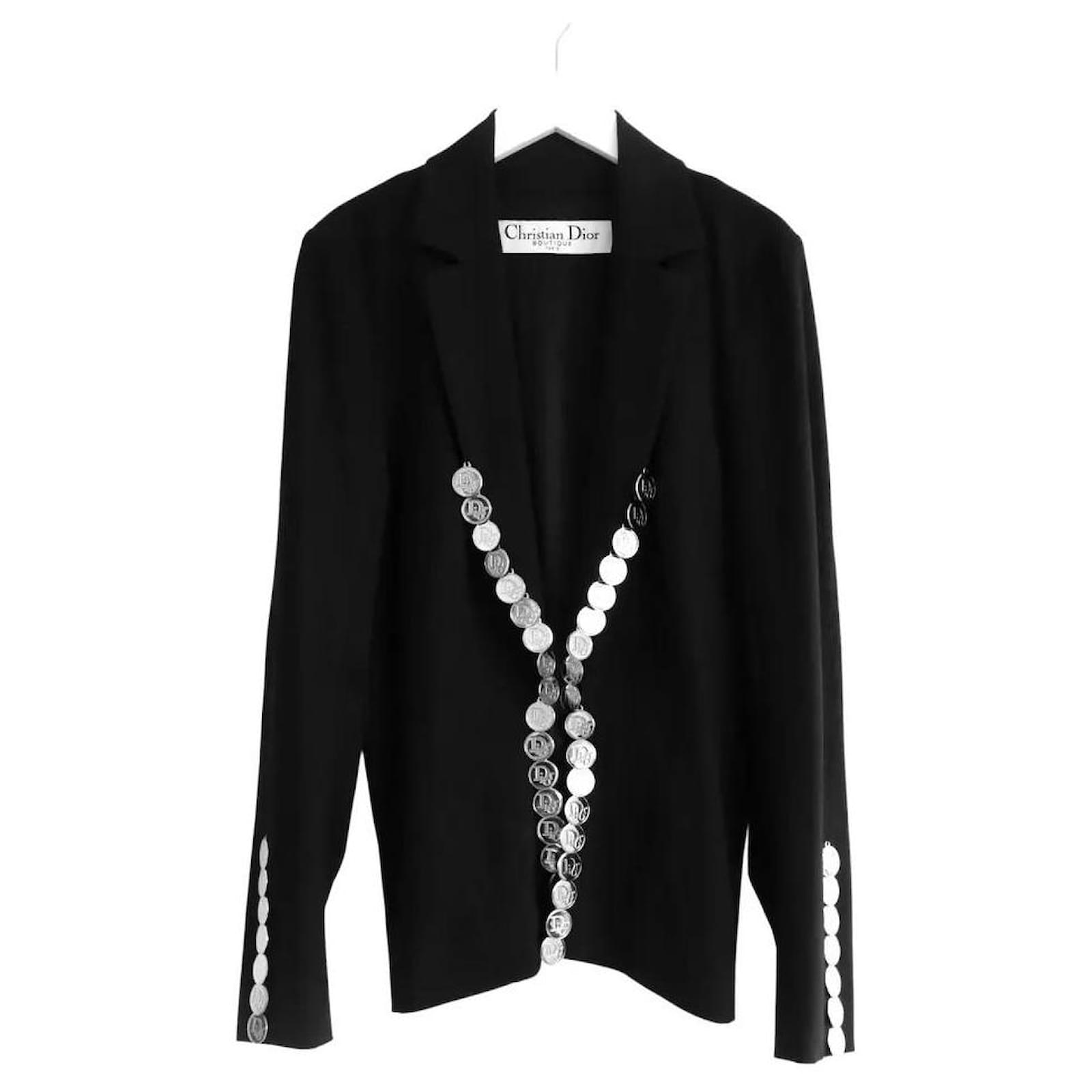 Christian Dior x Galliano SS04 Medallion Coin Trim Jacket Black