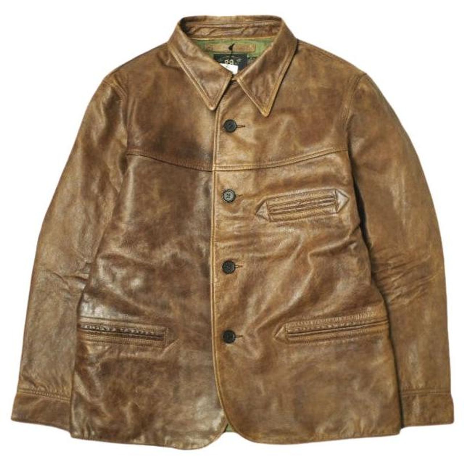Ralph Lauren RRL BRADLEY LEATHER CAR COAT Full Grain Cowhide Coat 