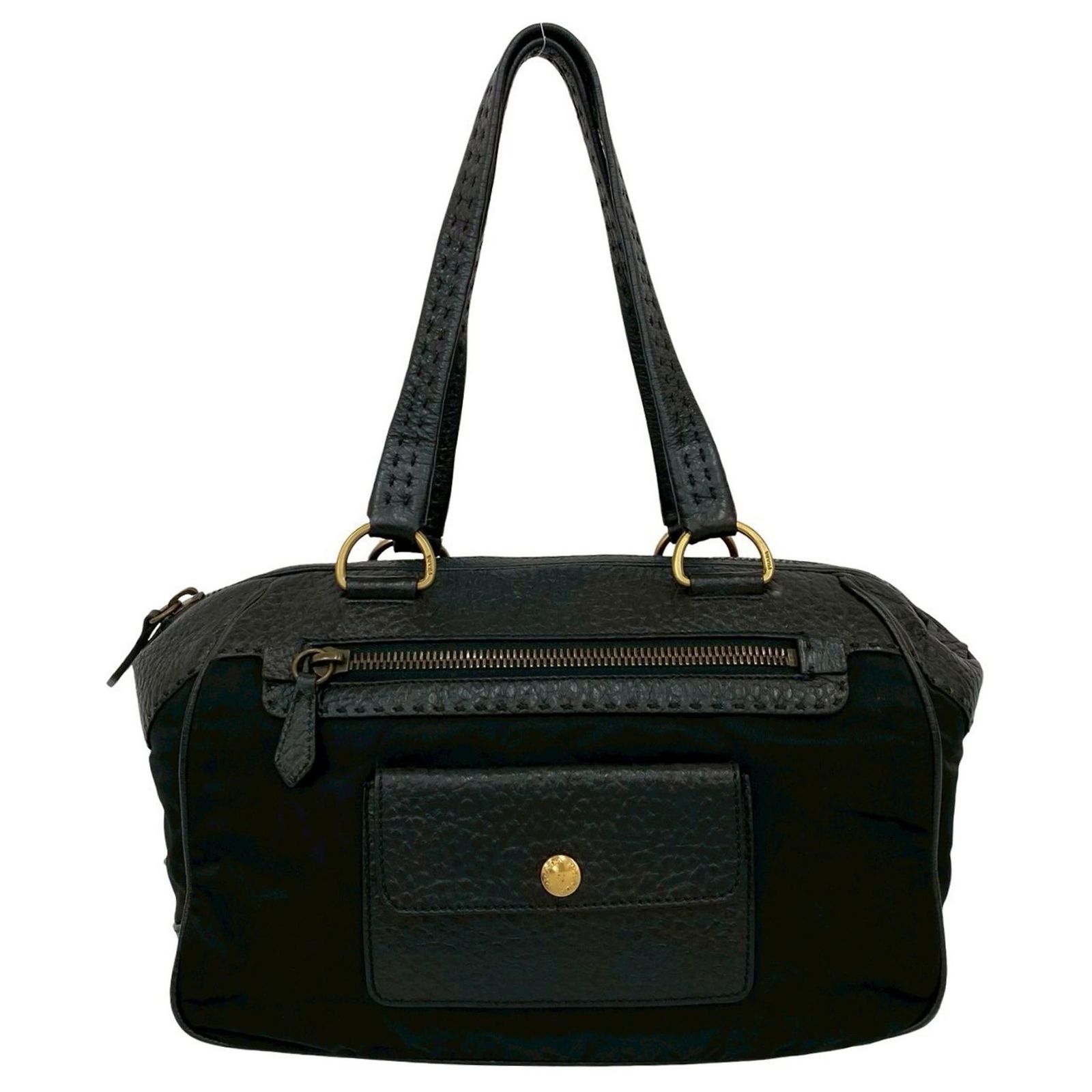 Prada Mini Boston Bag Black Leather Nylon ref.JC2525019 (Sold 