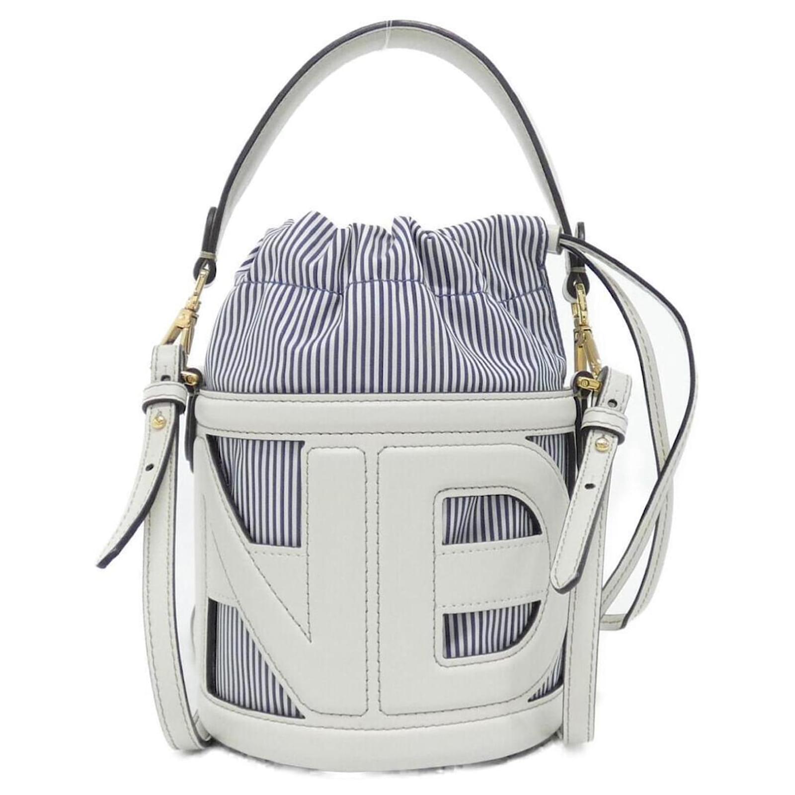 Fendi Step Out Small Handbag White Blue Leather Cloth ref.2526784