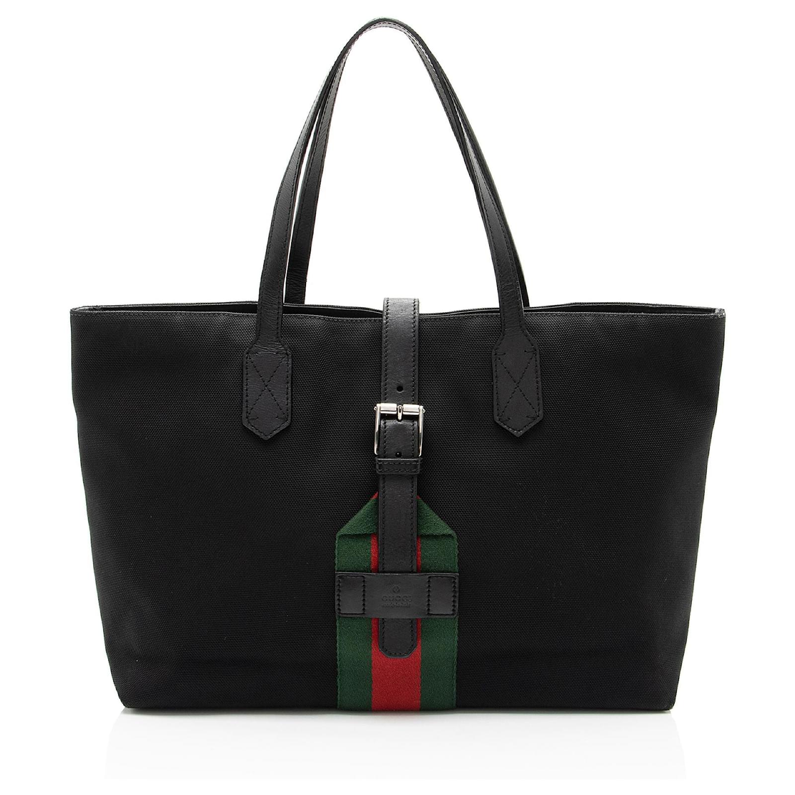 Gucci Techno Canvas Web Buckle Large Tote Black Cloth