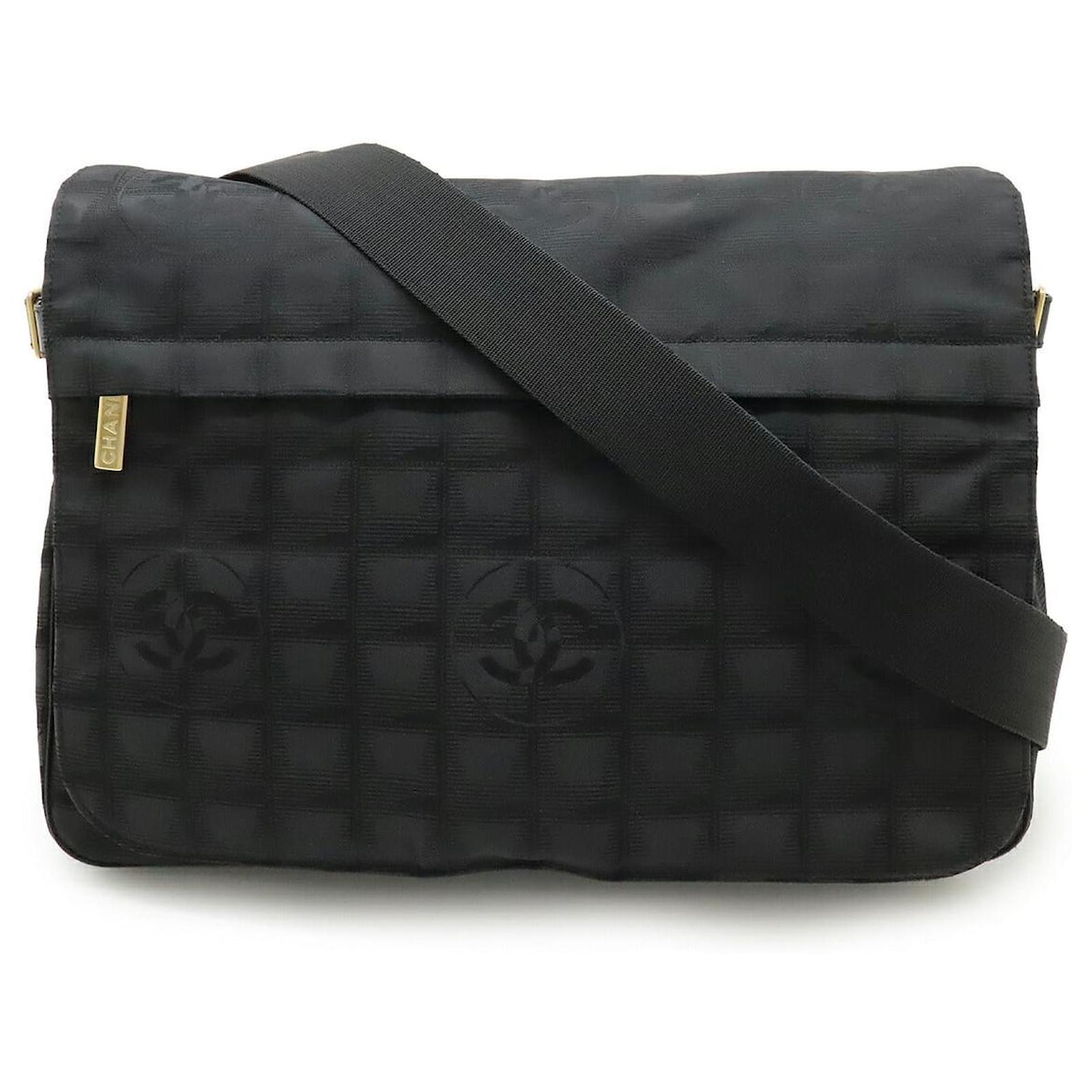 2.55 Chanel New Travel Line Nylon Jacquard 2way Shoulder Bag Black