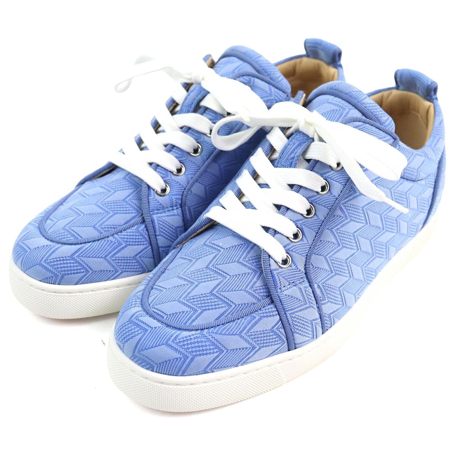 Christian Louboutin Rantulow Neo Mix Fabric Sneakers Blue Light