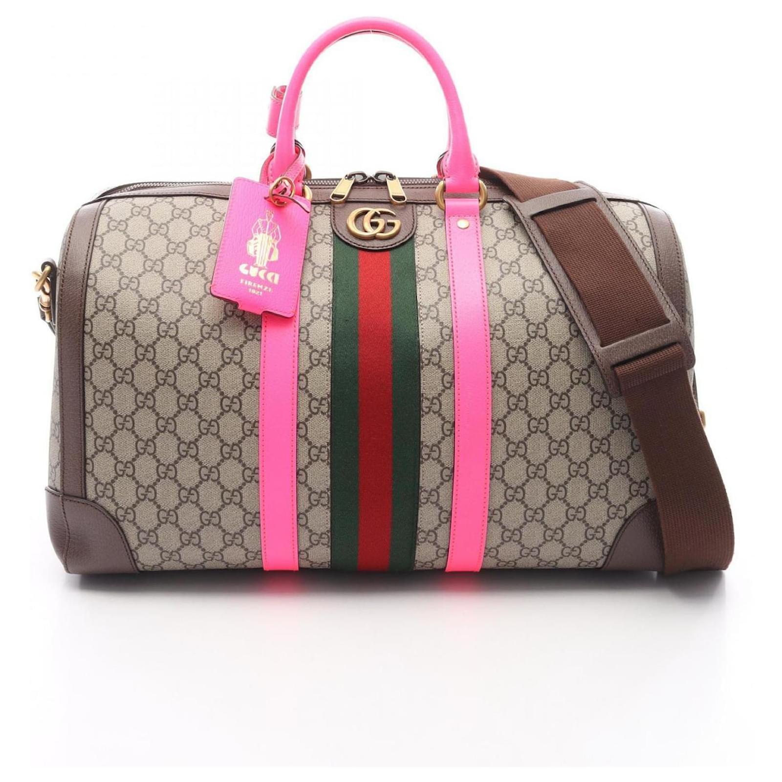 Borsa da viaggio media GG Supreme di Gucci Marrone Rosa