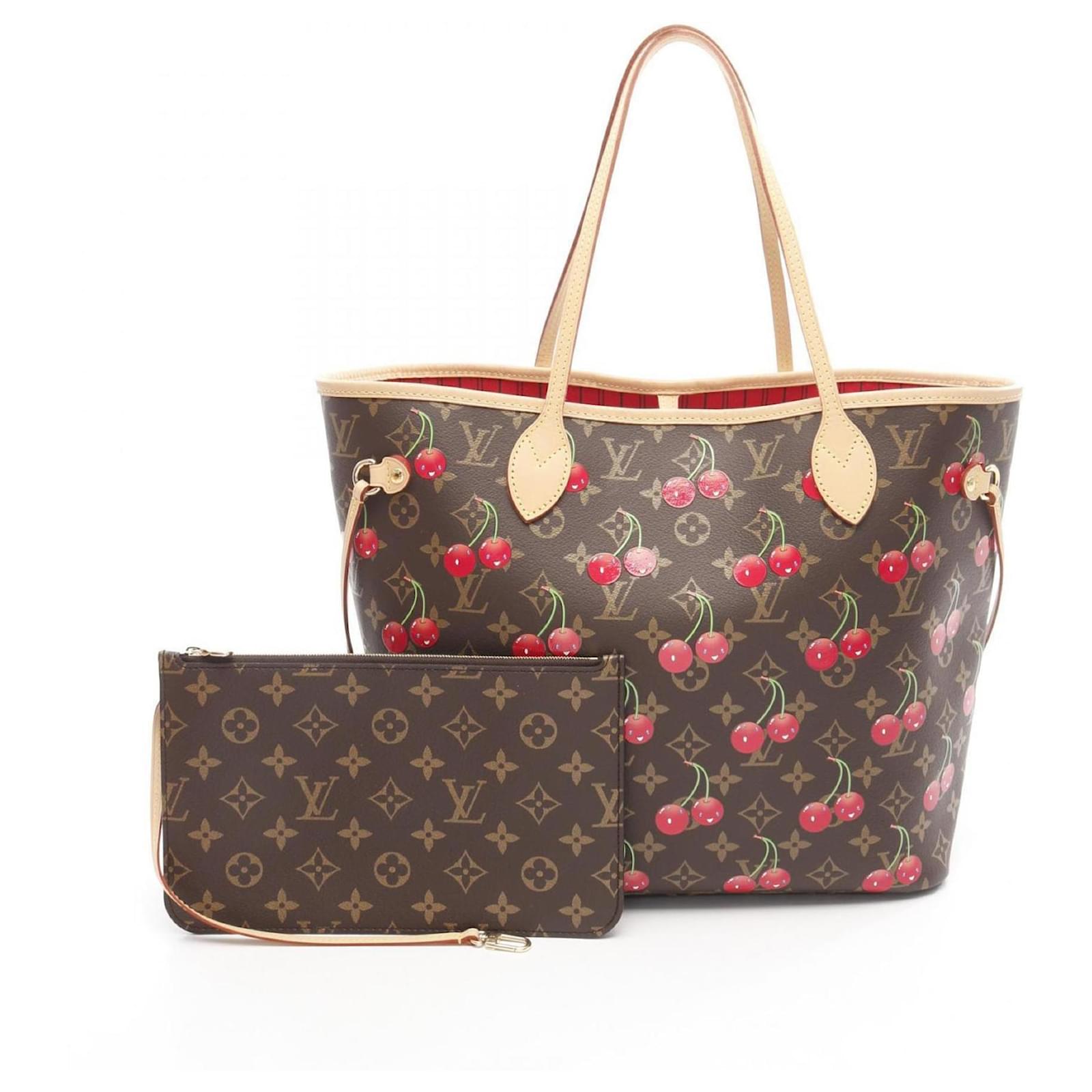 Louis Vuitton LV x TM Neverfull MM Monogram Cherry Tote Bag Brown