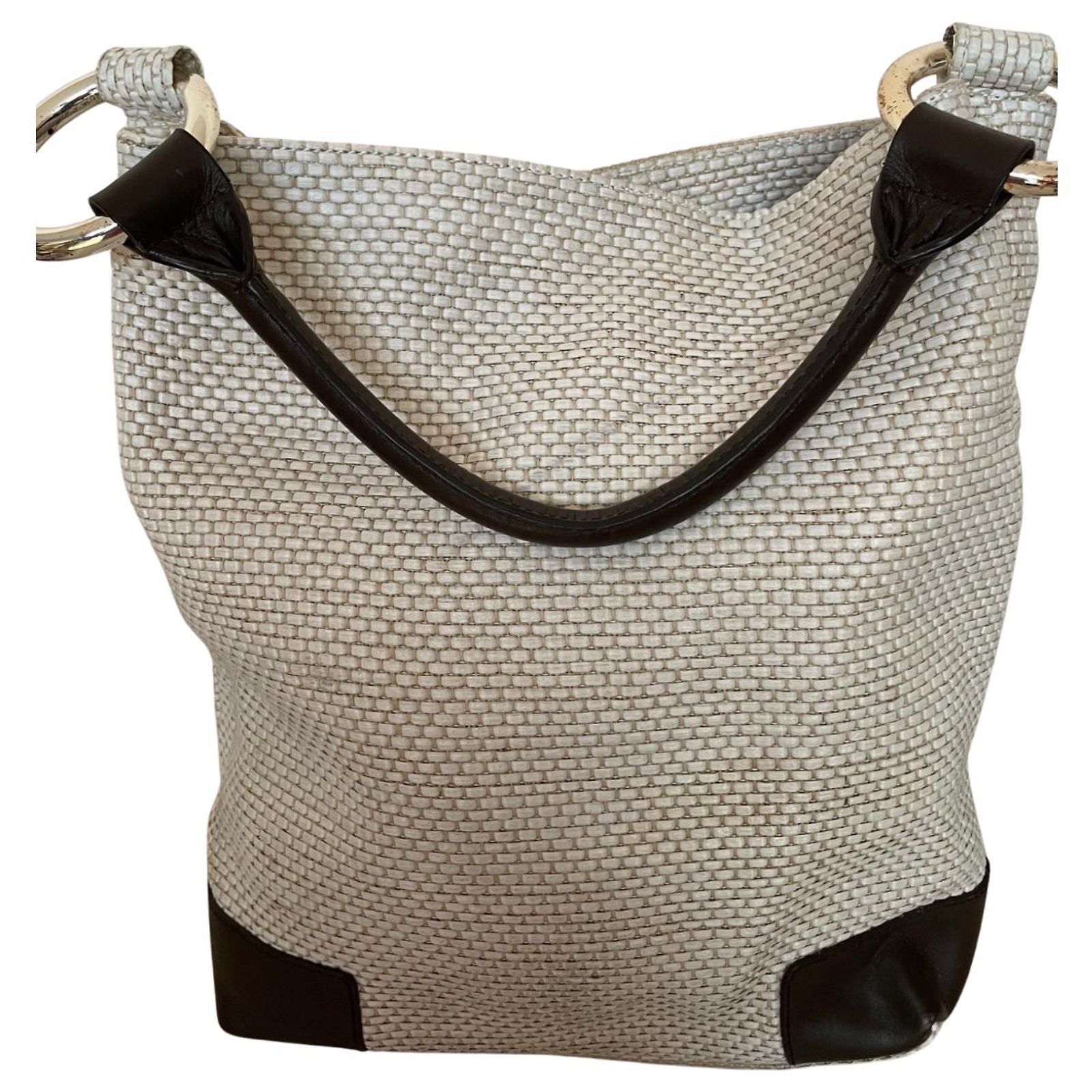 Sac à Main TEXIER En Cuir Lisse Beige - Excellent état - Livraison Rapide Et Paiement En Plusieurs Fois