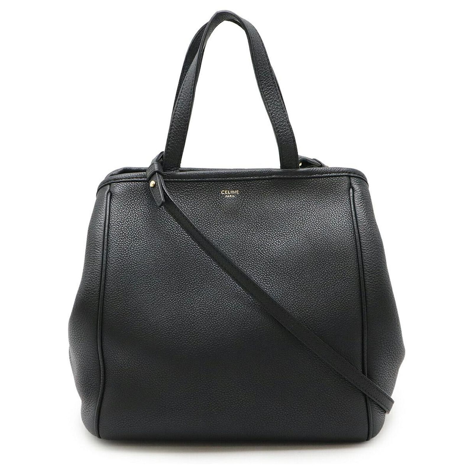 Céline Celine Small Folded Cabas Leather 2way Bag Black ref