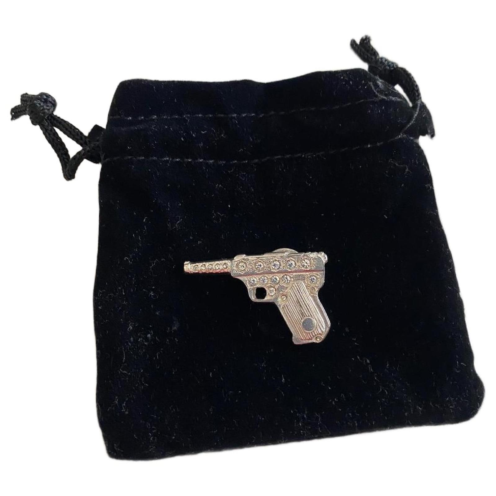 Yves Saint Laurent Revolver Brooch Silvery Metal