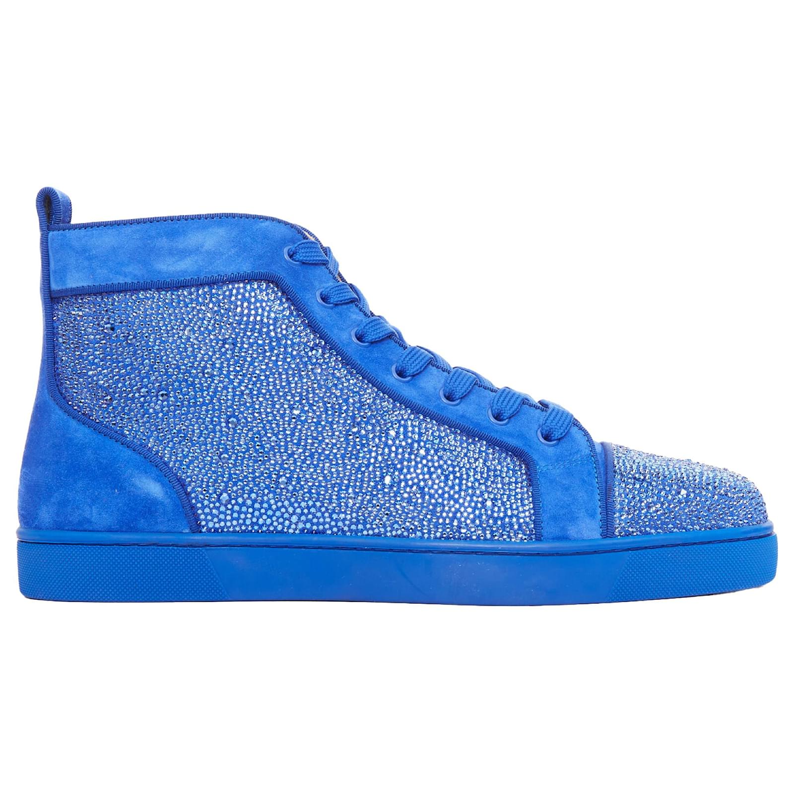 Baskets Louis Orlato Strass de Christian Louboutin Suede Bleu ref