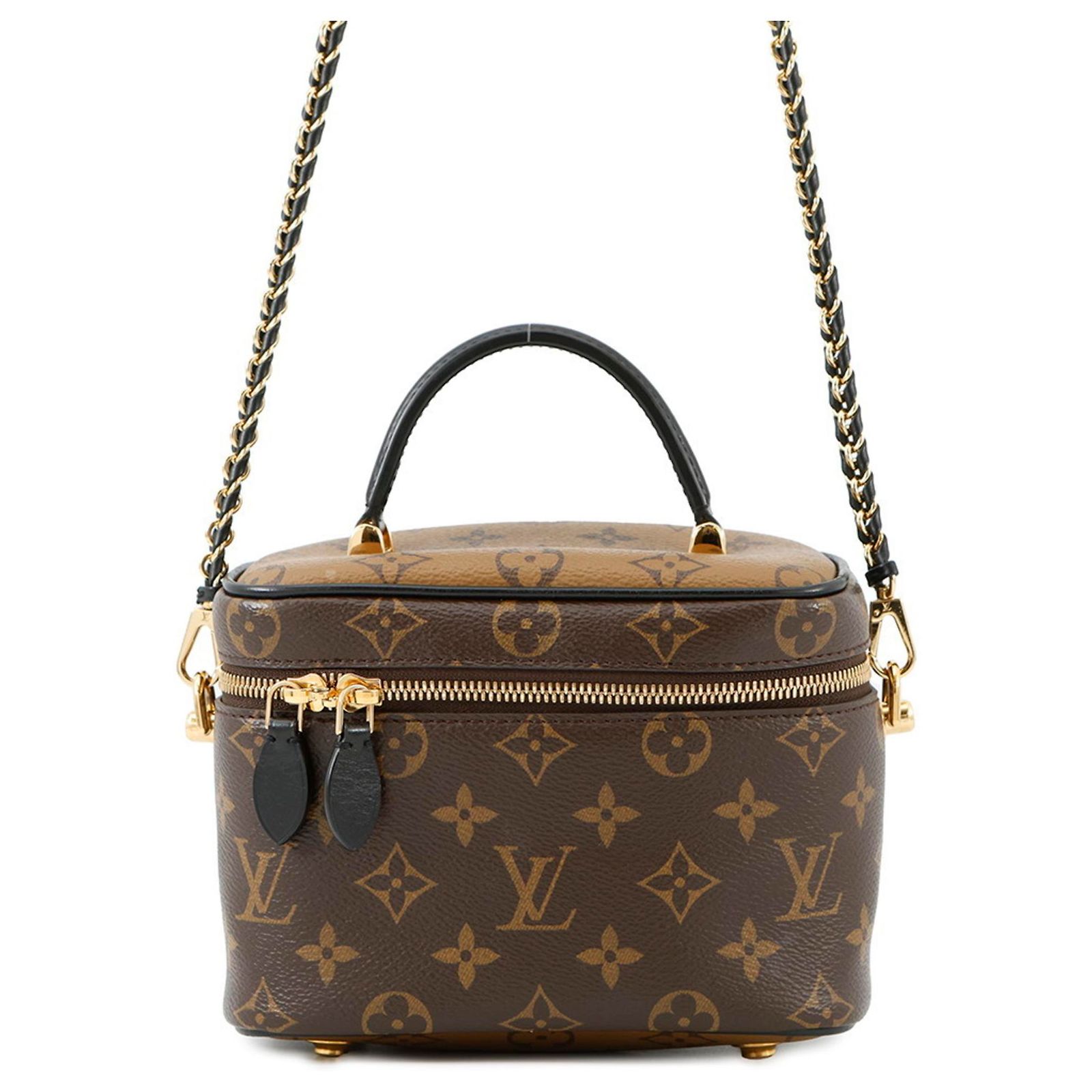 Louis Vuitton Monogram Reverse Vanity NV PM Handbag Black Cloth 