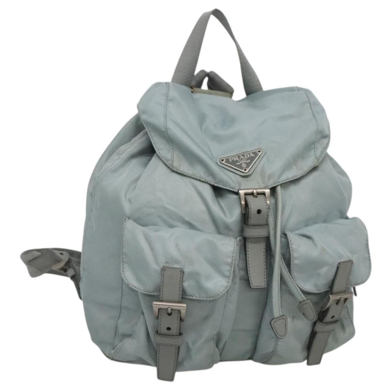 PRADA Backpack Nylon Light Blue Silver Auth 151340 PRADA Backpack Nylon Light Blue Silver Auth BA5026 | eBay main image 2