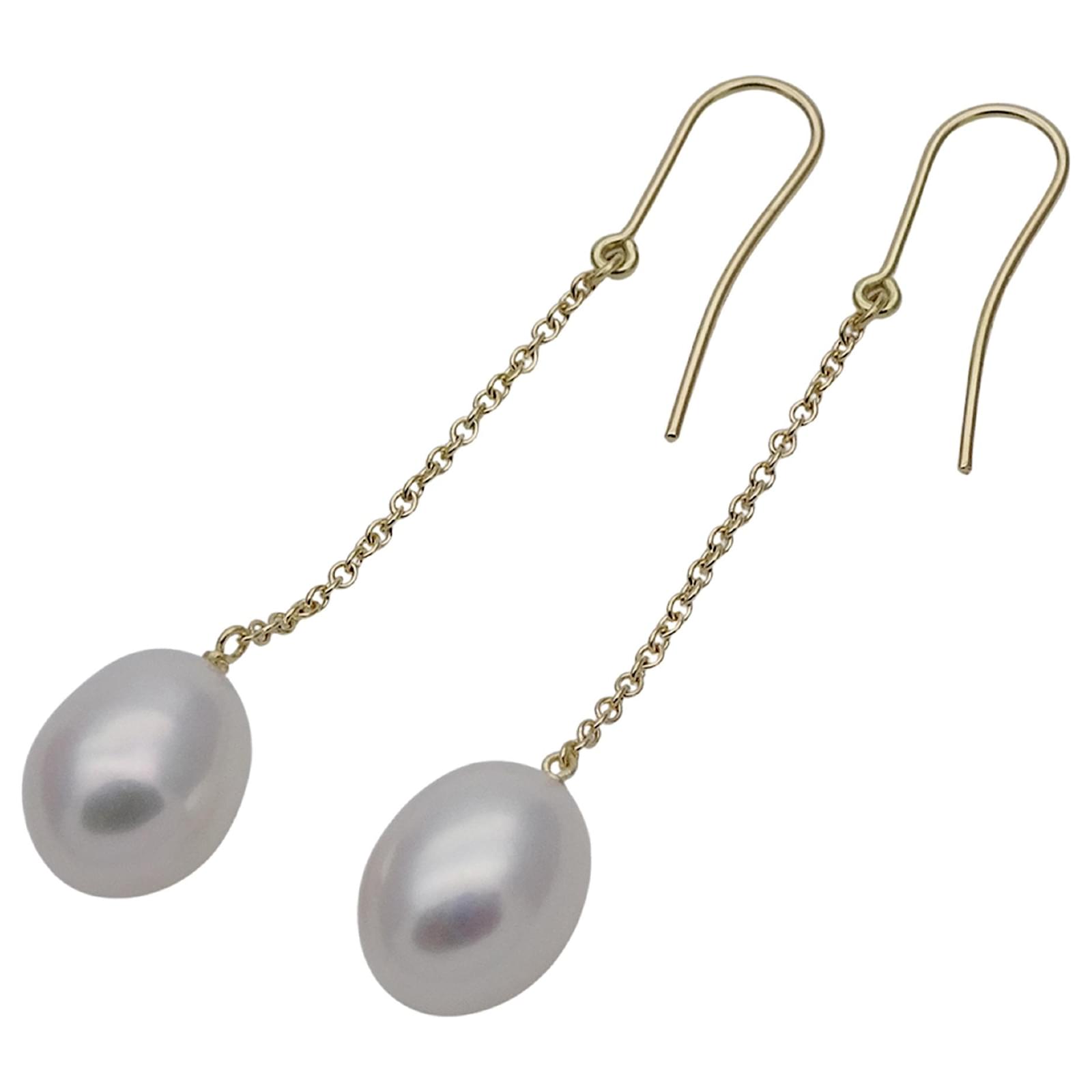 Tiffany Elsa Peretti Pearl by the Yard Earrings Golden