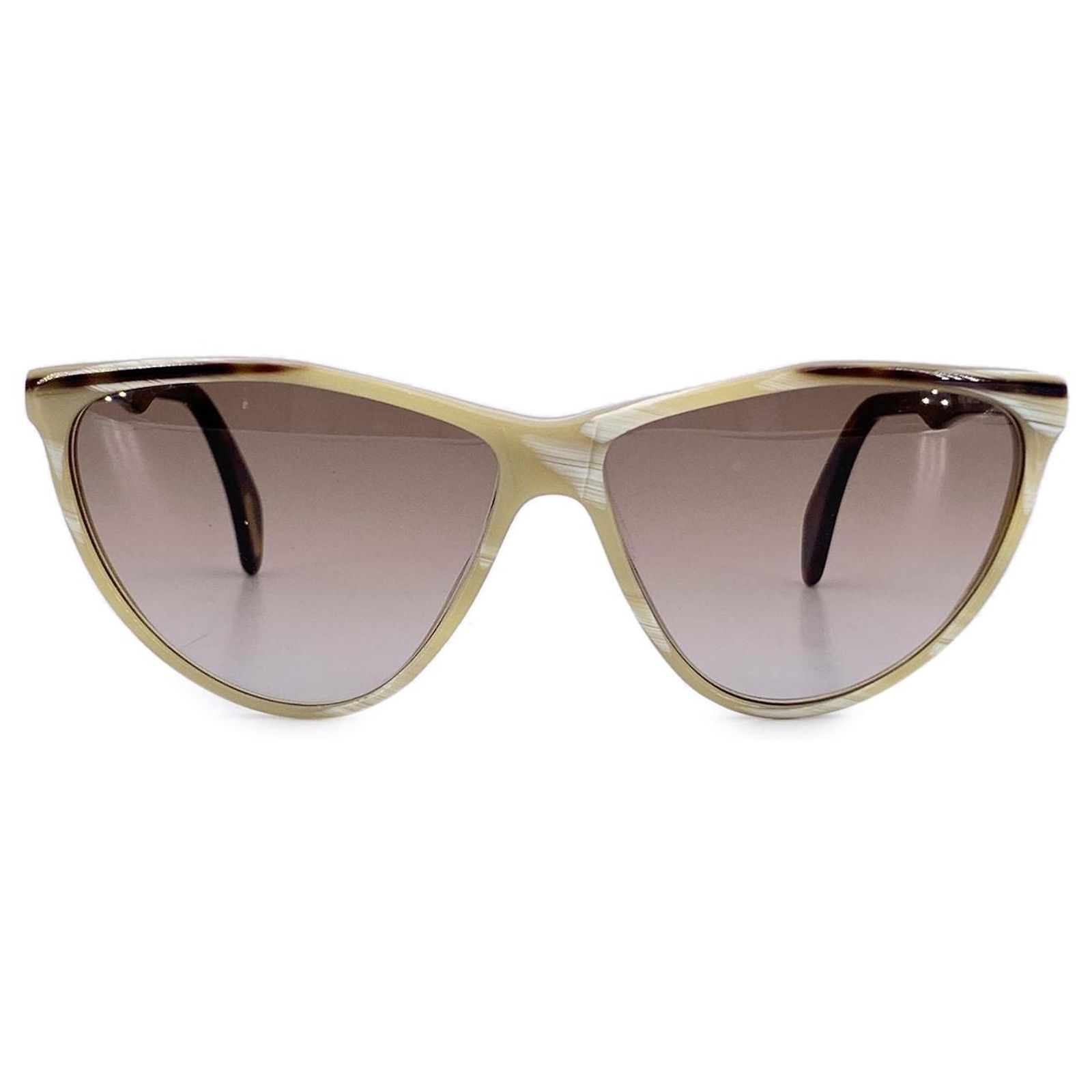 Gianni Versace Vintage Plastic Sunglasses Brown Beige ref  display picture 2