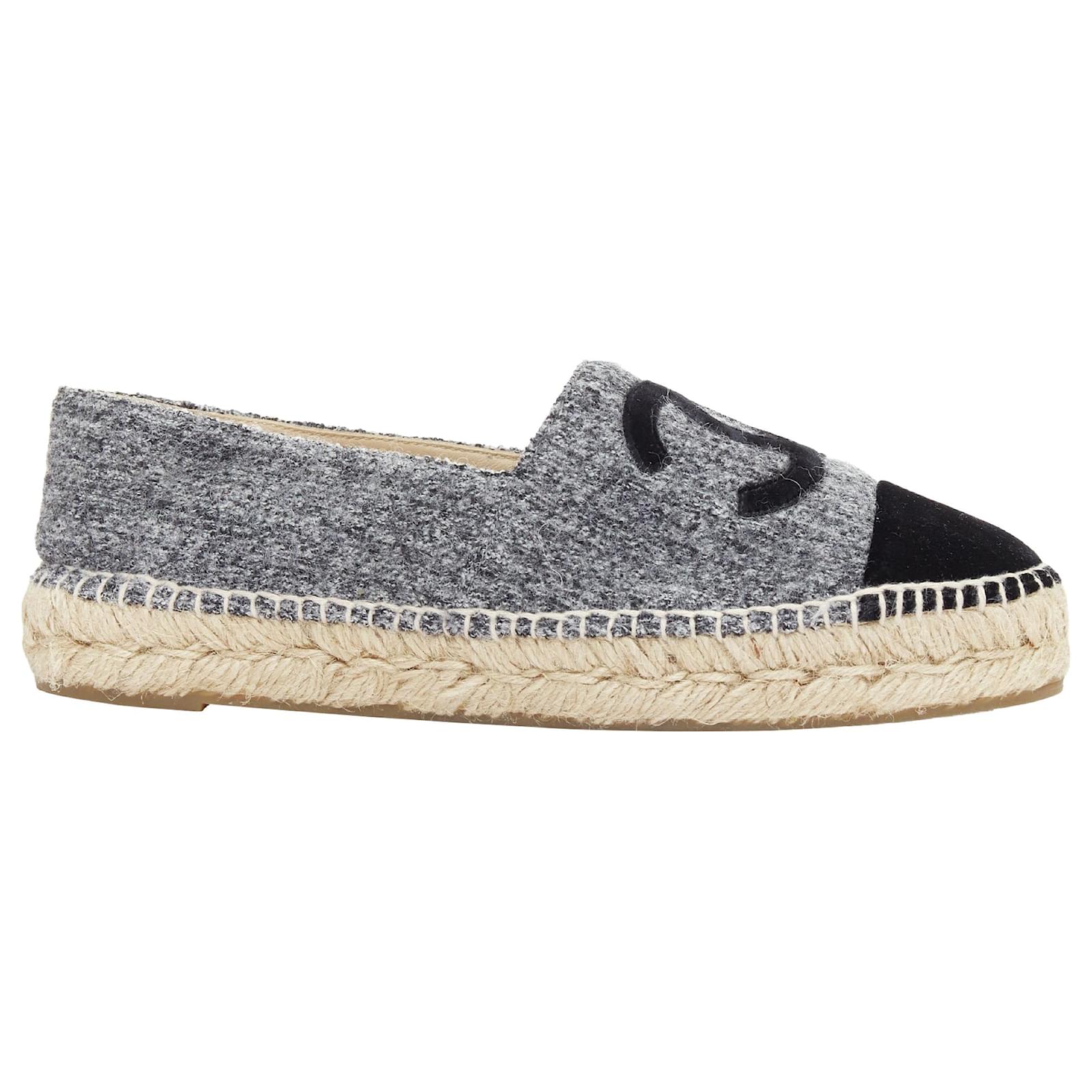Espadrille Shoes Chanel Grey Espadrilles CHANEL Grey Tweed