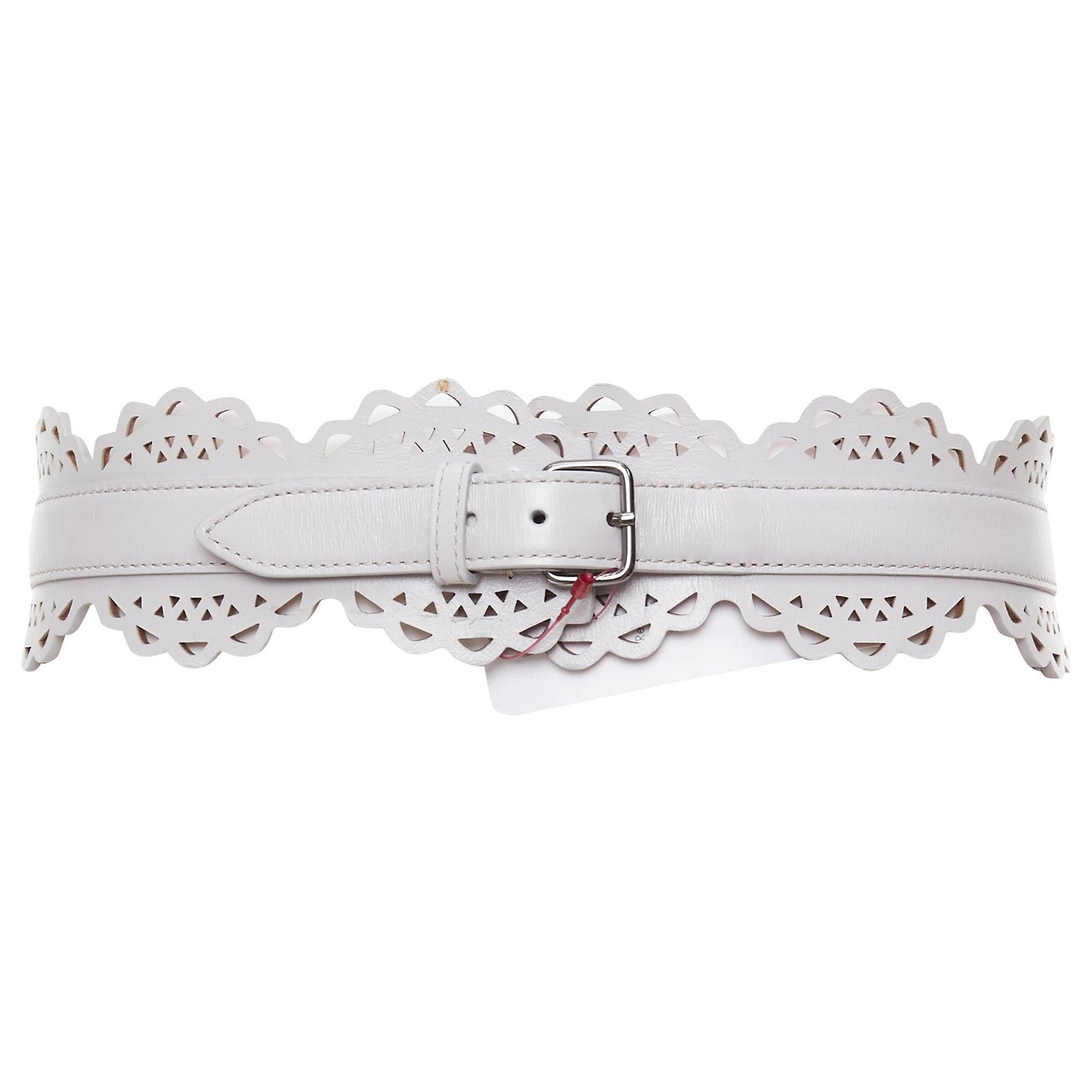 Alaia Pink Laser-Cut Scalloped Waist Belt Alaïa Laser-cut corset belt scalloped edges | The Fashion Square main image 2