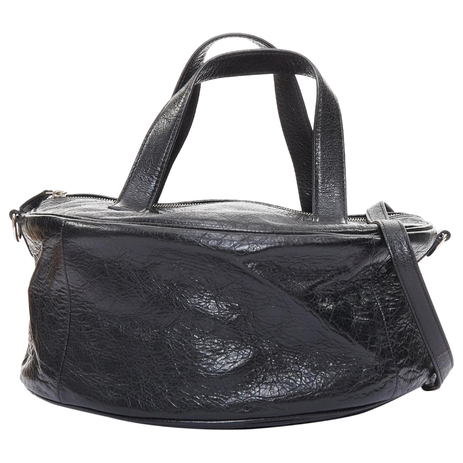 BALENCIAGA 2017 Arena Round Air S Hobo black leather cylinder