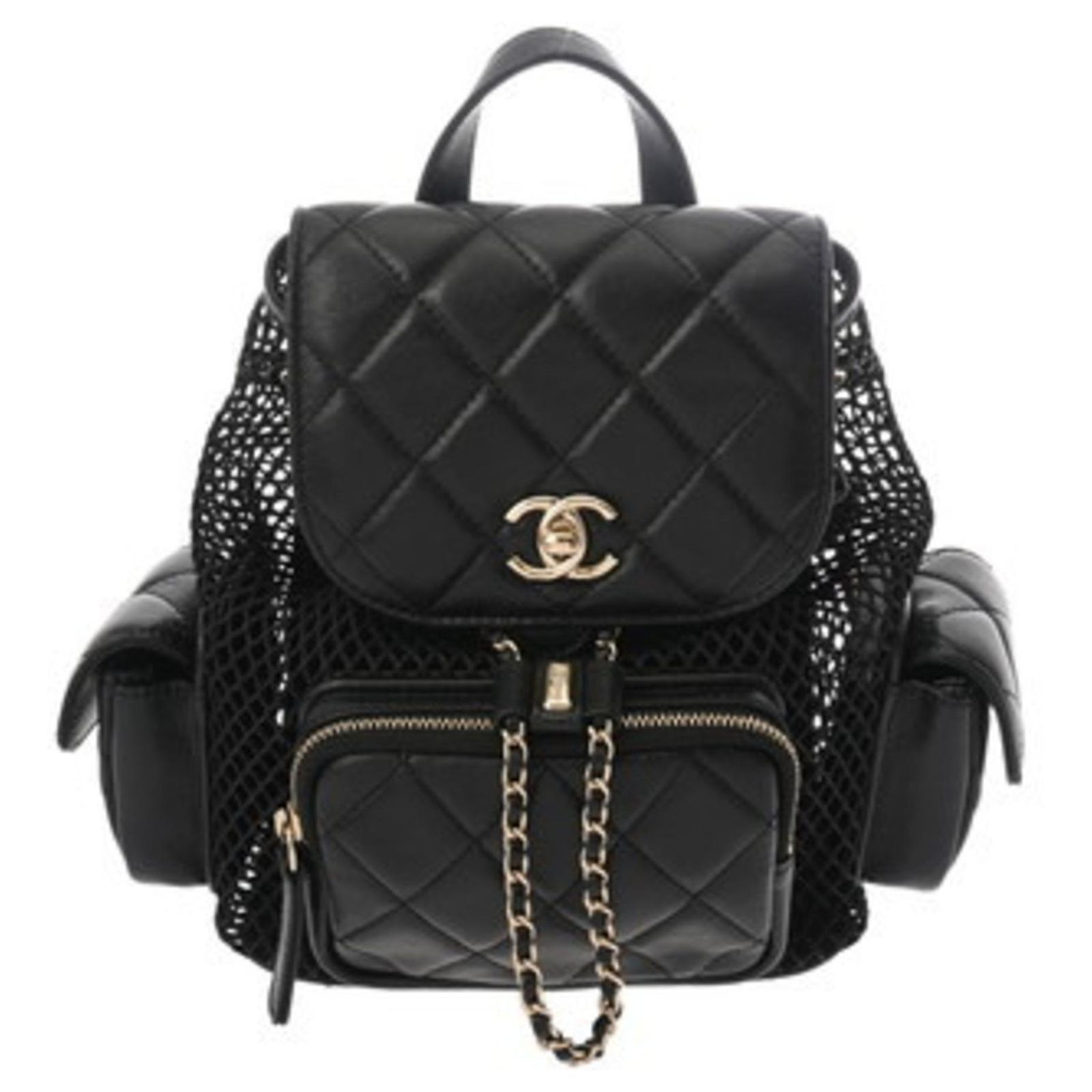 Chanel Matelasse Backpack CHANEL Matelasse 25 Chain Backpack Enamel Black Silver CC  main image 4
