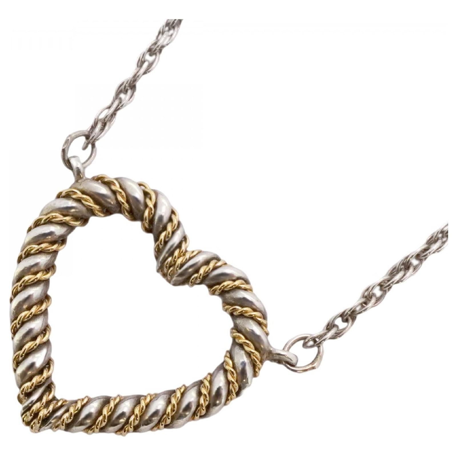 Tiffany Co Tiffany Twisted Heart Necklace Silver Yellow gold ref