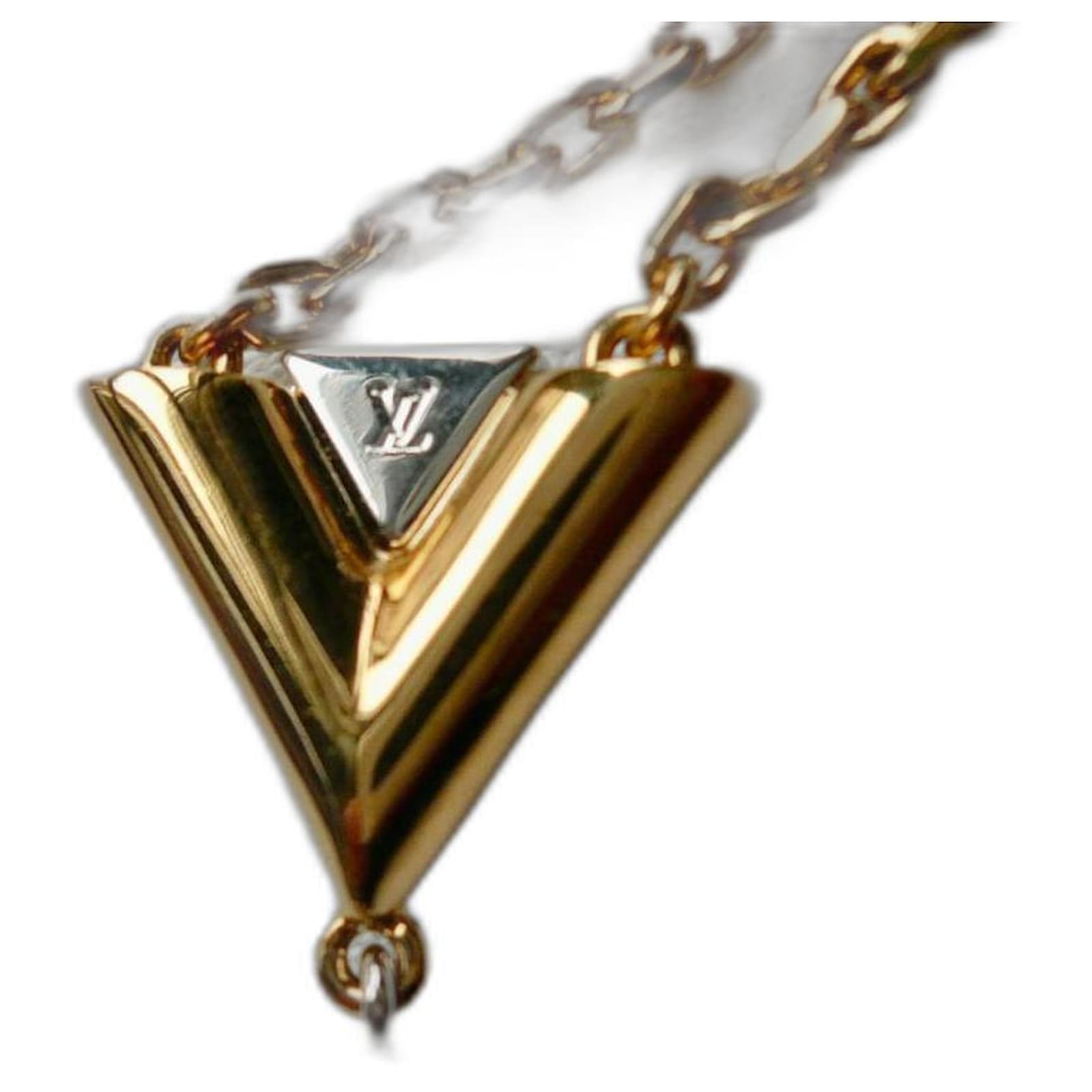 LOUIS VUITTON V Necklace for Vuitton TBE M02268 Gold hardware