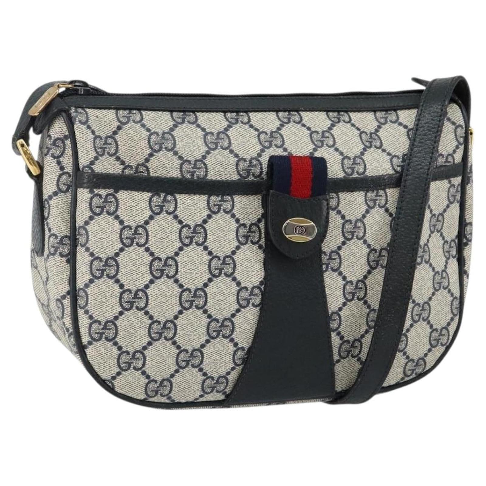 GUCCI GG Supreme Sherry Line Shoulder Bag PVC Navy Gold 89 02 032