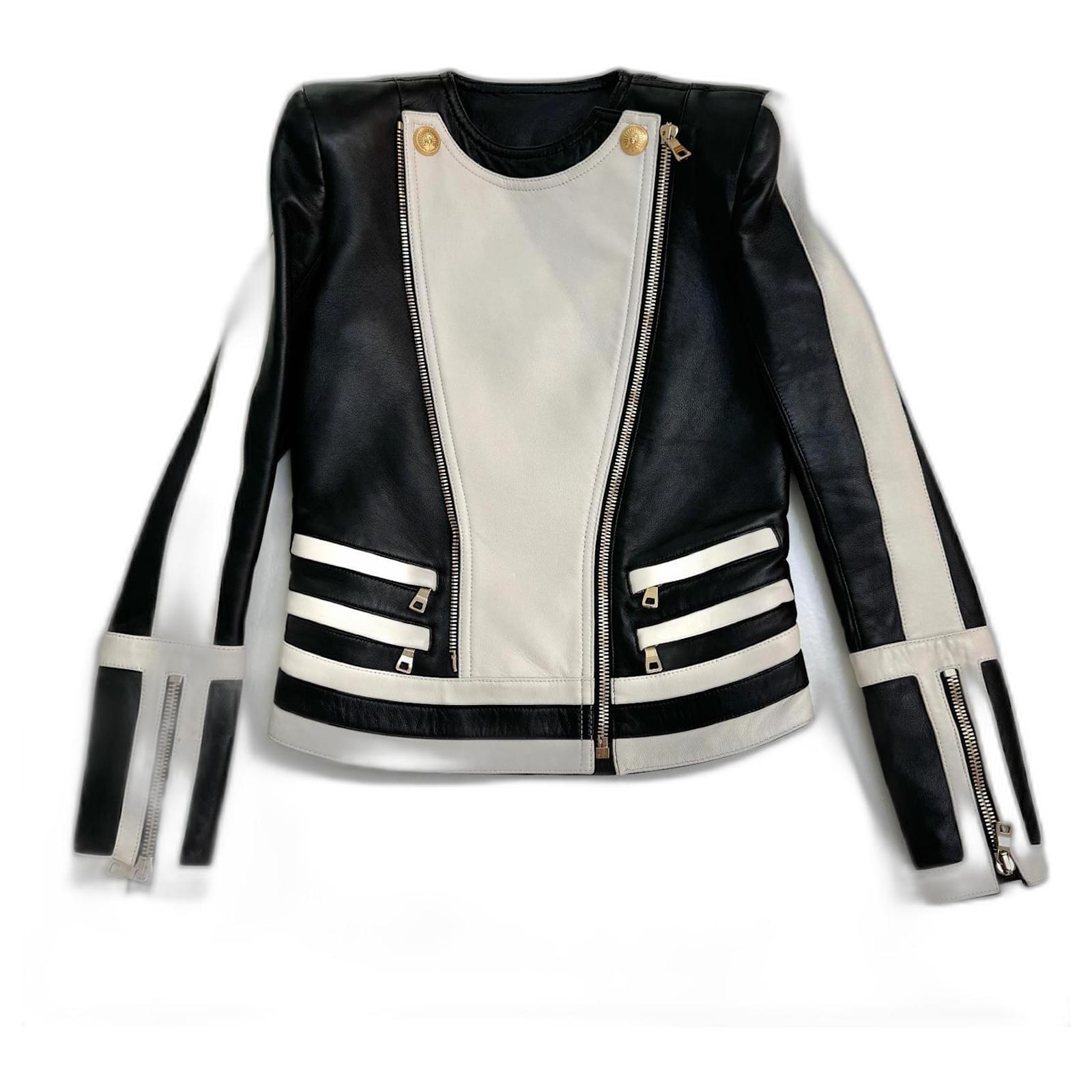 Balmain leather jacket Black White ref.2537890 - Joli Closet