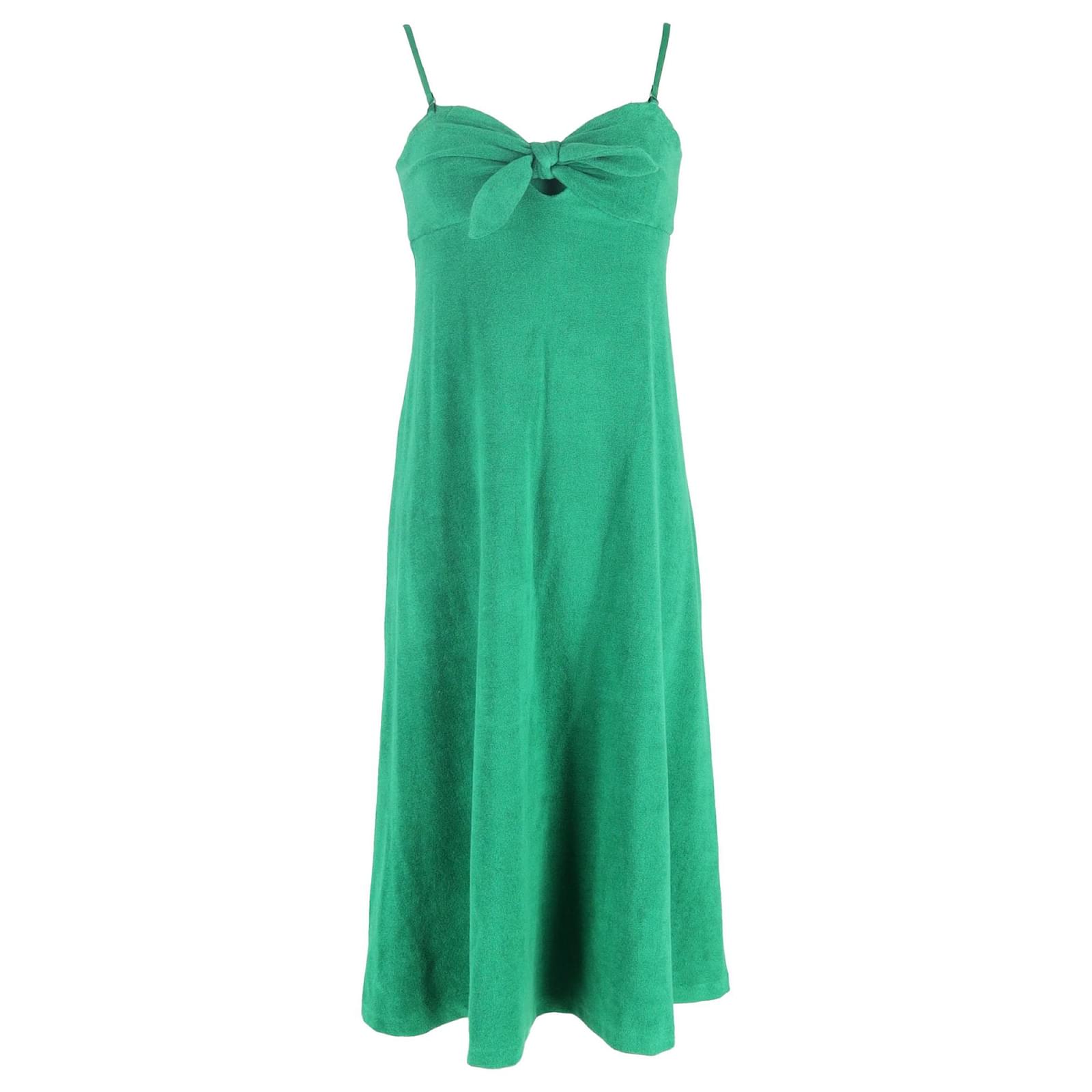 Zimmermann Zimmerman Teddy Tie-Front Midi Dress in Green Cotton (Sold) -  Joli Closet