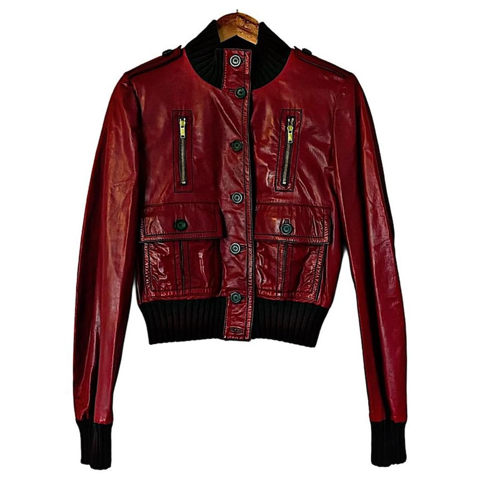 Gucci Madonna Bomber Jacket Red Leather ref.2538588 - Joli Closet
