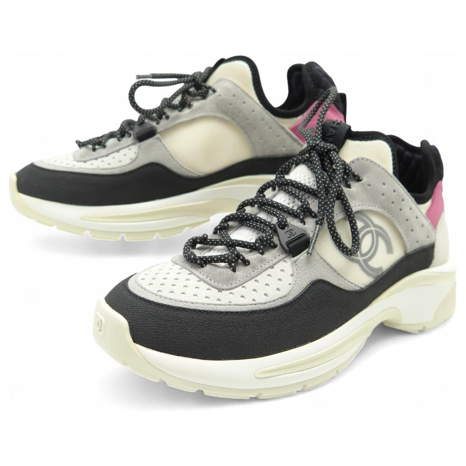 NEW CHANEL SHOES SNEAKERS G40193 37 IN CANVAS & LEATHER CC LOGO