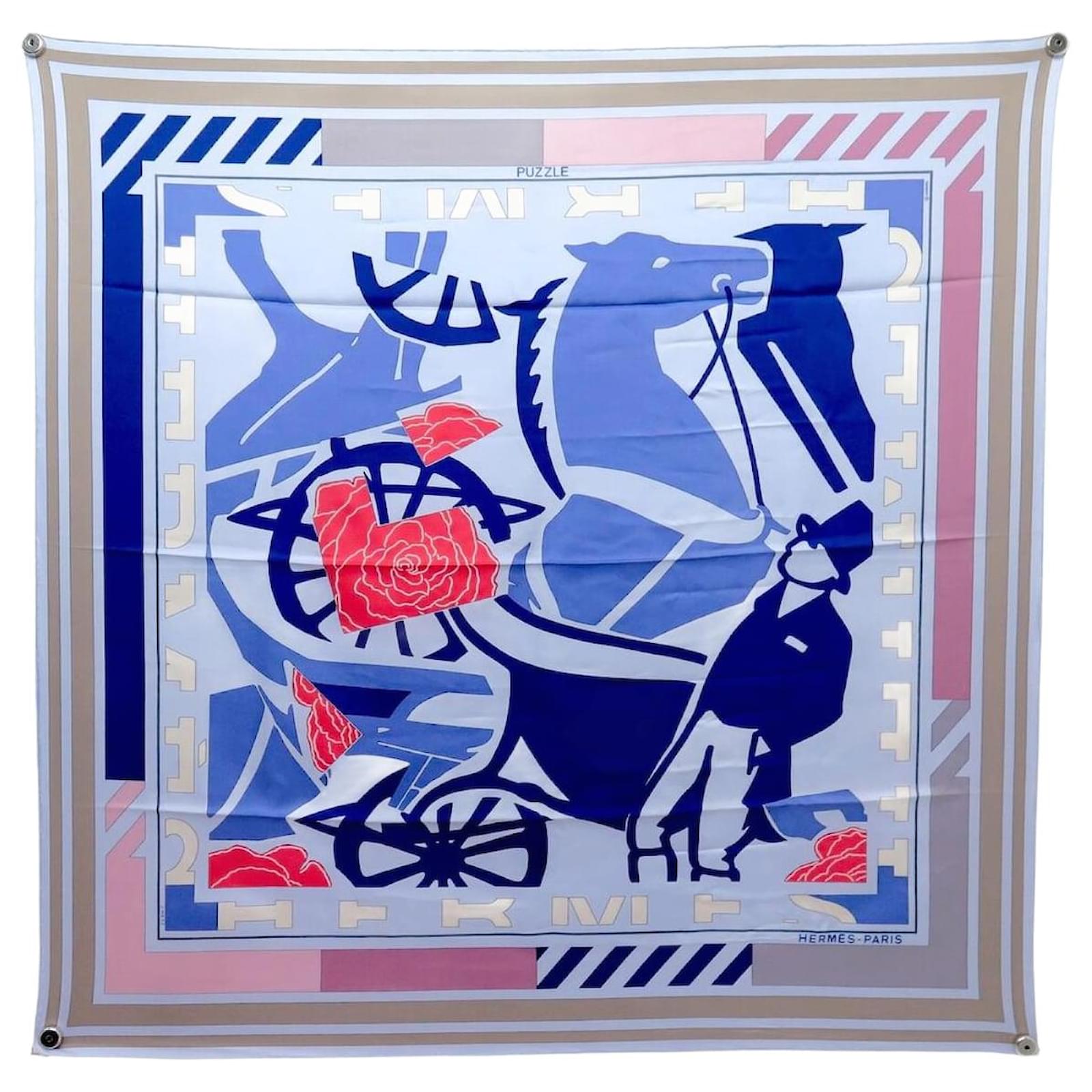 Hermès HERMES PUZZLE SCARF BY JOACHIM METZ 90 CM MULTICOLORED SILK