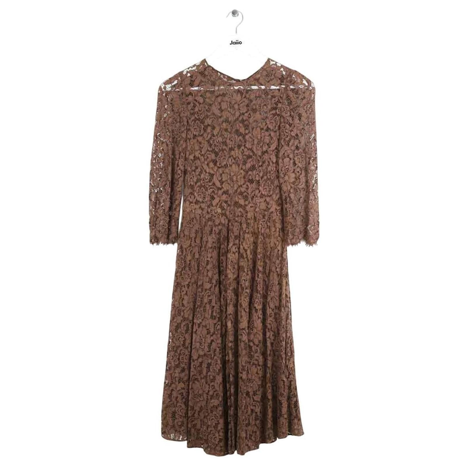 dolce and gabbana brown dress Dolce & Gabbana // Brown Printed Silk Dress – VSP Consignment main image 0