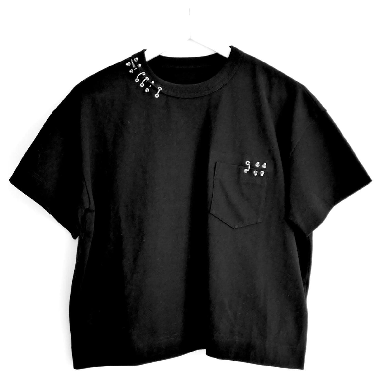 Sacai Piercing T-Shirt Top Black Cotton ref.2540452 - Joli Closet