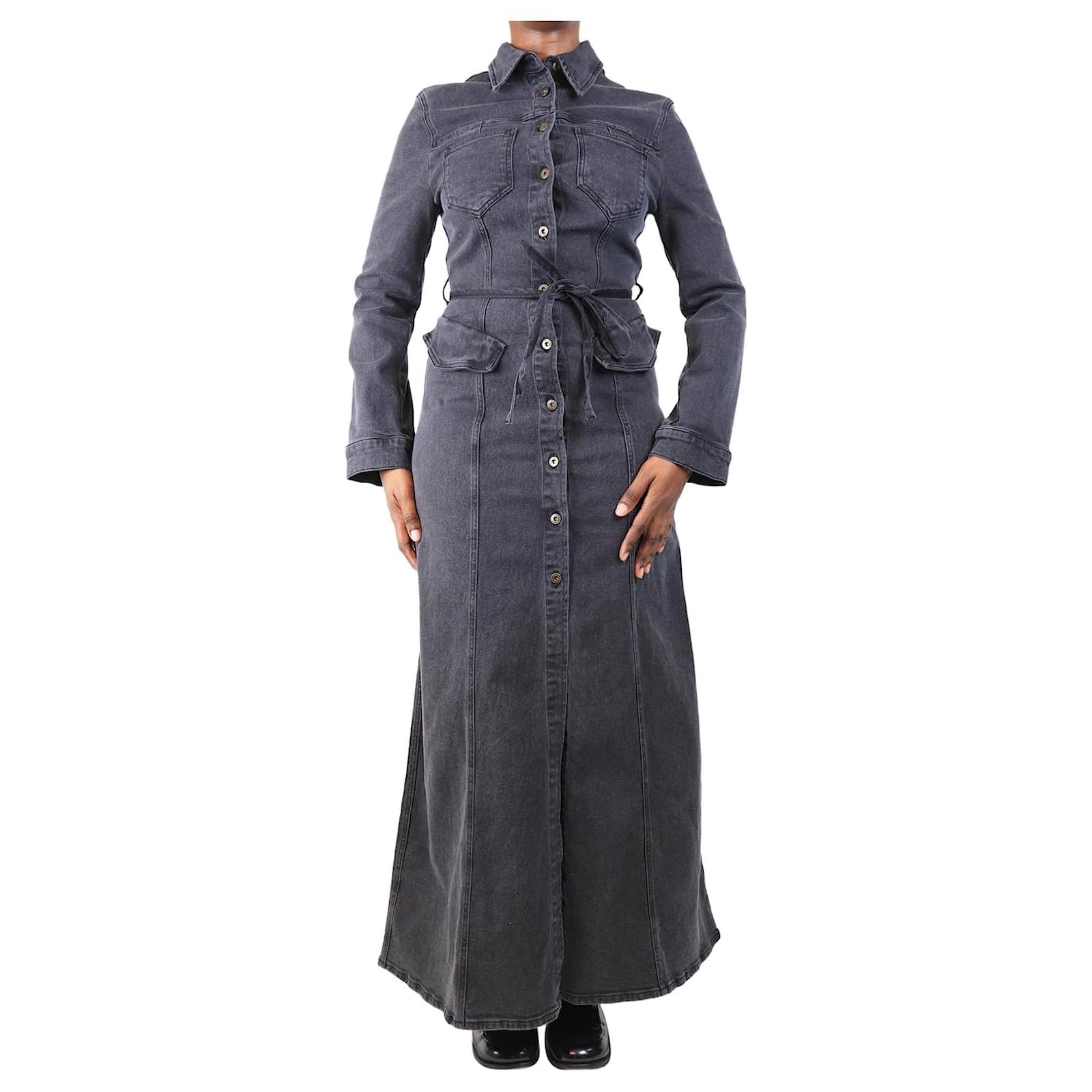 Nanushka Black denim maxi dress size M Cotton Joli