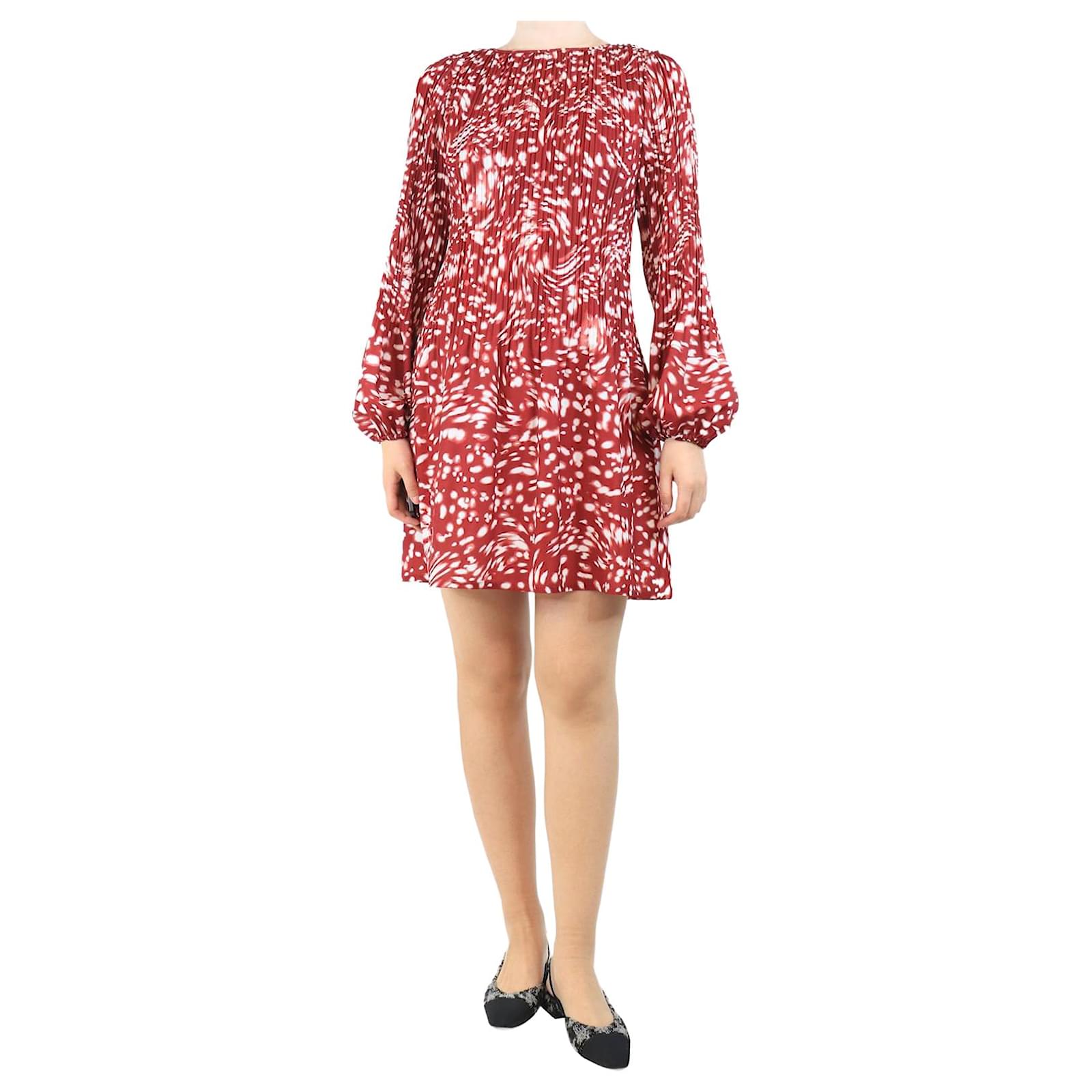 Maje Robe mini plissée rouge taille UK Polyester